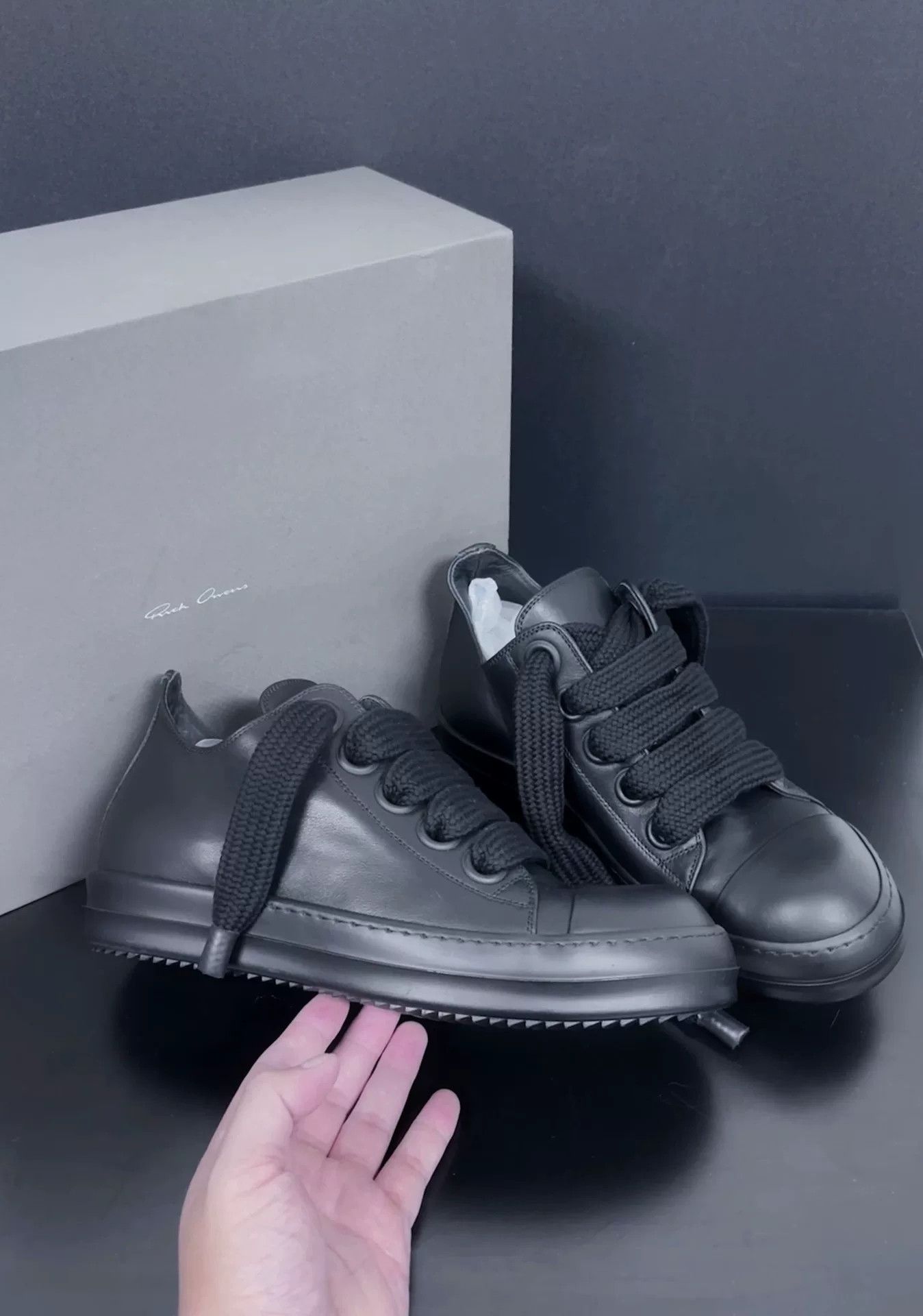 Rick Owens Rick Owens Leather Black Lowtop Sneakers 7.5 Men Size US 7.5 / EU 40-41 - 1 Thumbnail