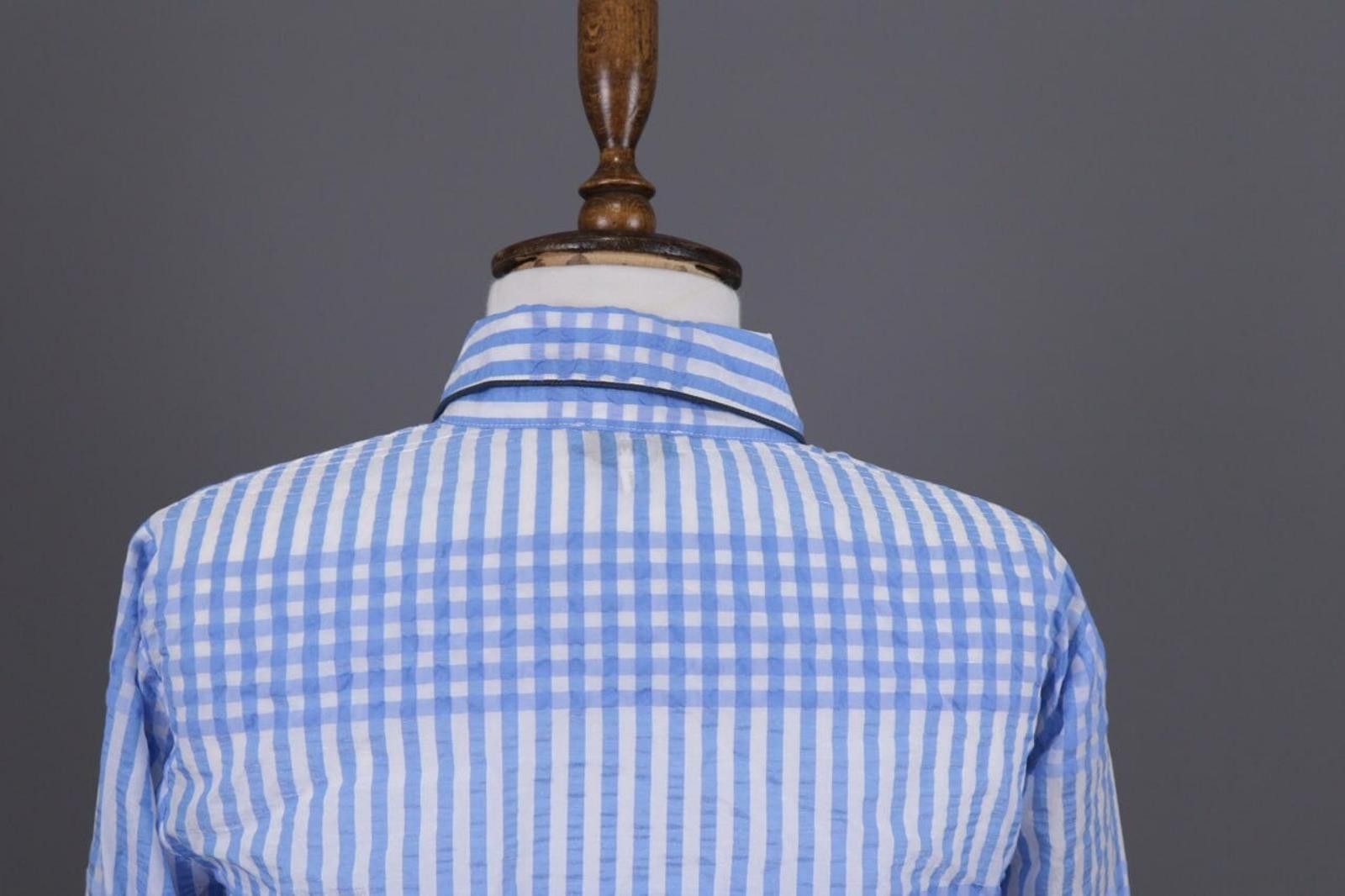 Gianni Valentino GANNI Blue Check Button Down Blouse Shirt Size 36 Size M / US 6-8 / IT 42-44 - 12 Thumbnail