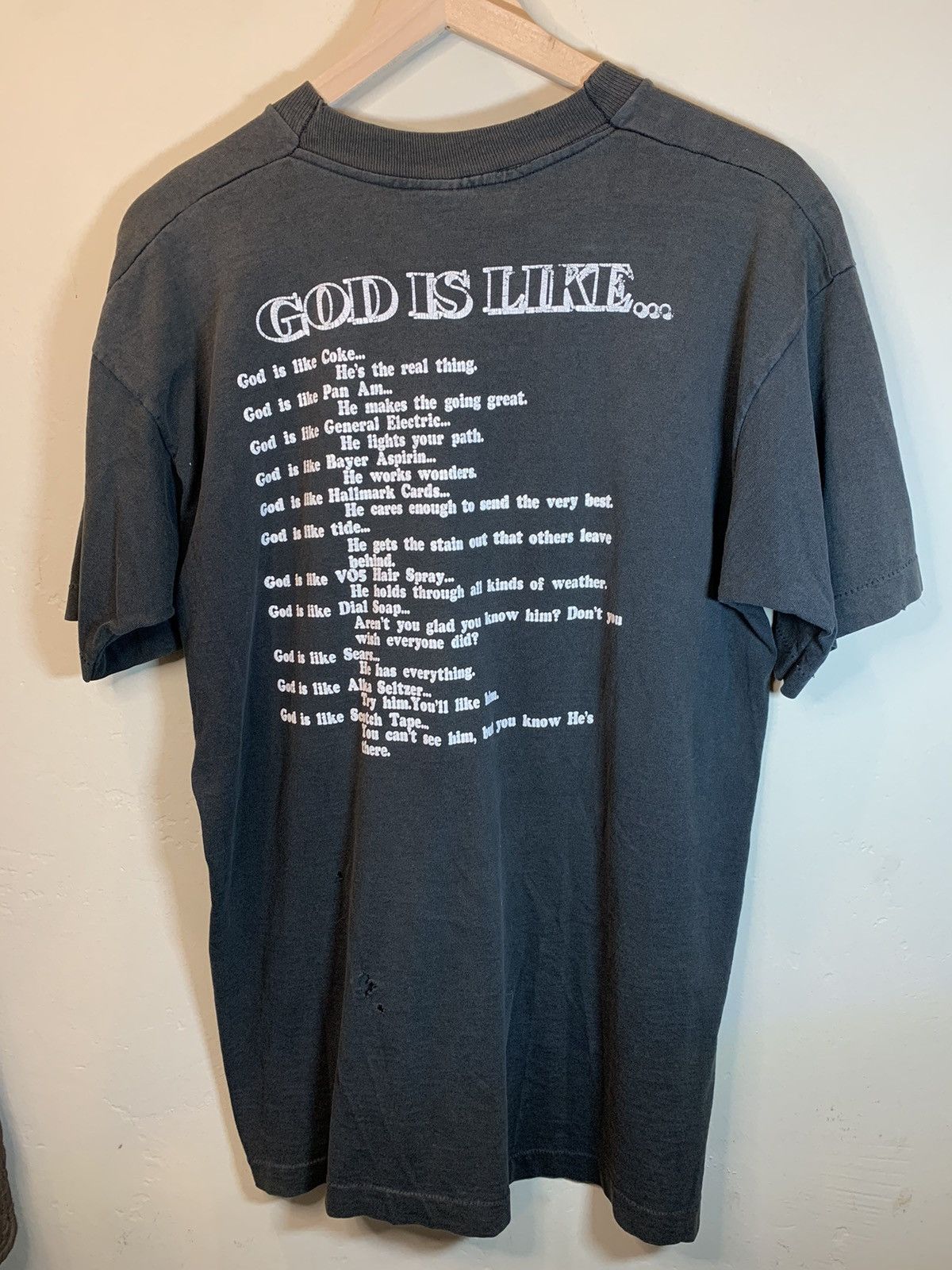 Vintage RARE Vintage 90’s Isn’t God The Greatest Single Stitch Shirt Size US L / EU 52-54 / 3 - 2 Thumbnail