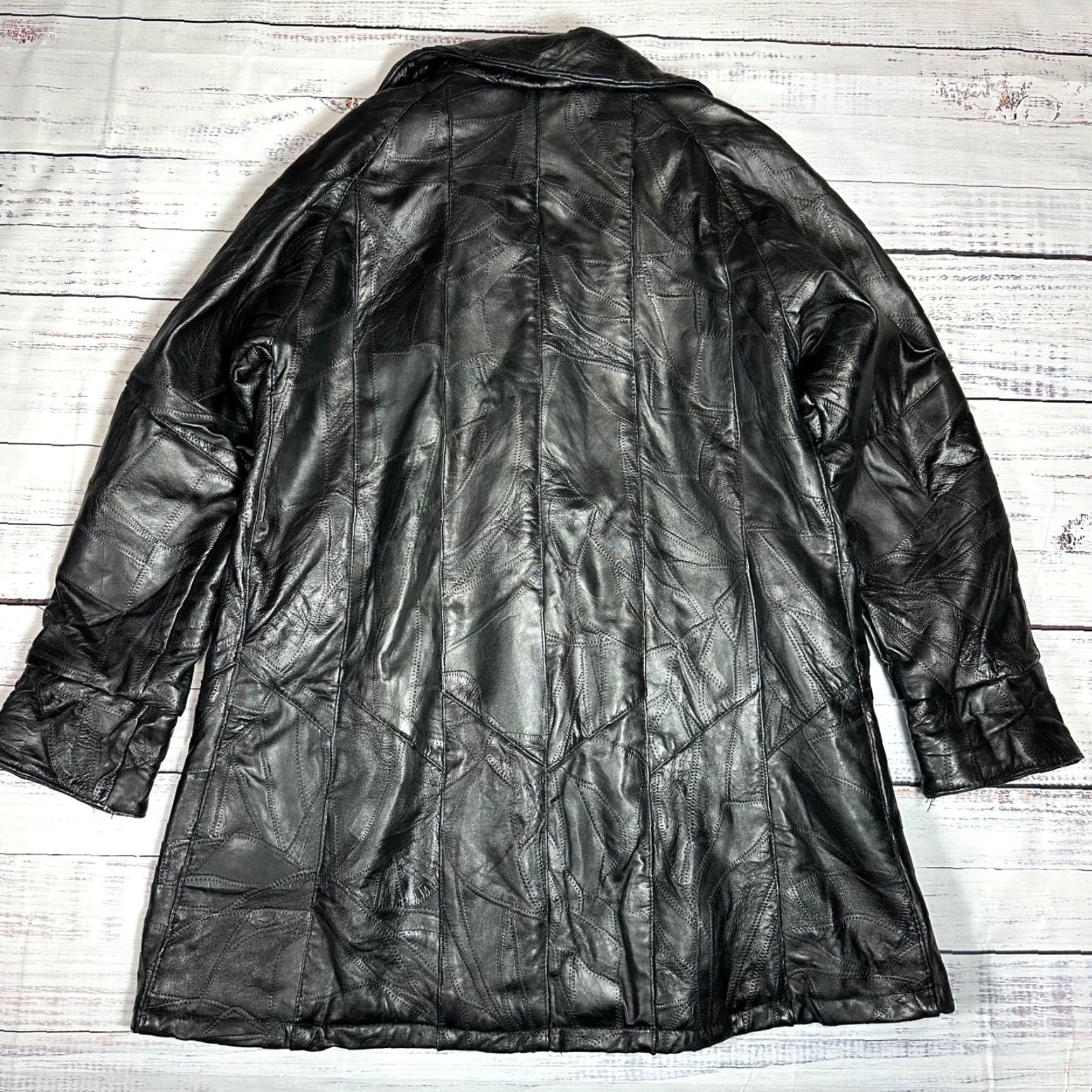 Vintage VINTAGE Maxam Womens Leather Jacket L Black Italian Mosaic Lined Jacket Womens Black Leather L SIZE L Size L / US 10 / IT 46 - 4 Thumbnail