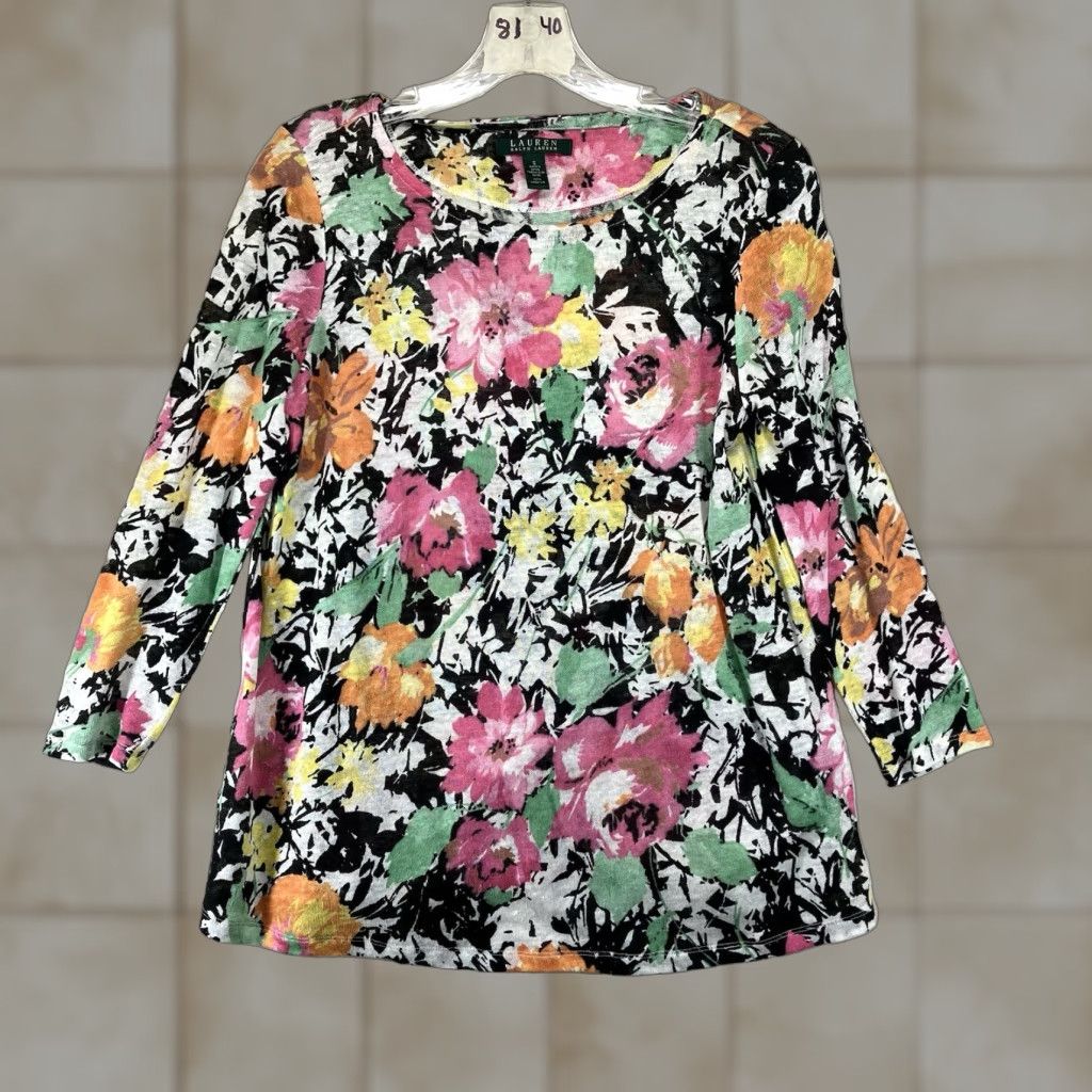 Ralph Lauren Lauren Ralph Lauren Blouse Women Lightweight Floral Linen Pullover Top Various Colors Sizes S Size S / US 4 / IT 40 - 1 Thumbnail