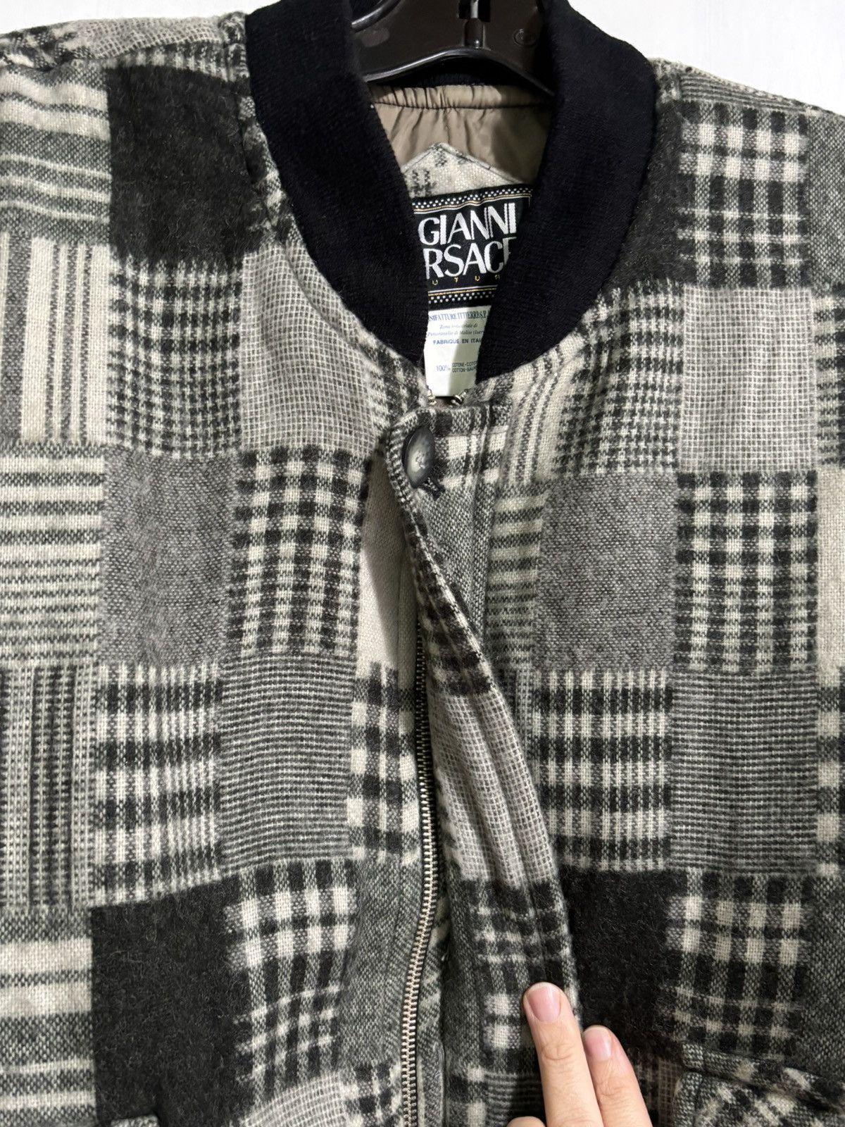 Versace Vintage Gianni Versace Patchwork Plaid Bomber Jacket Size US M / EU 48-50 / 2 - 5 Thumbnail
