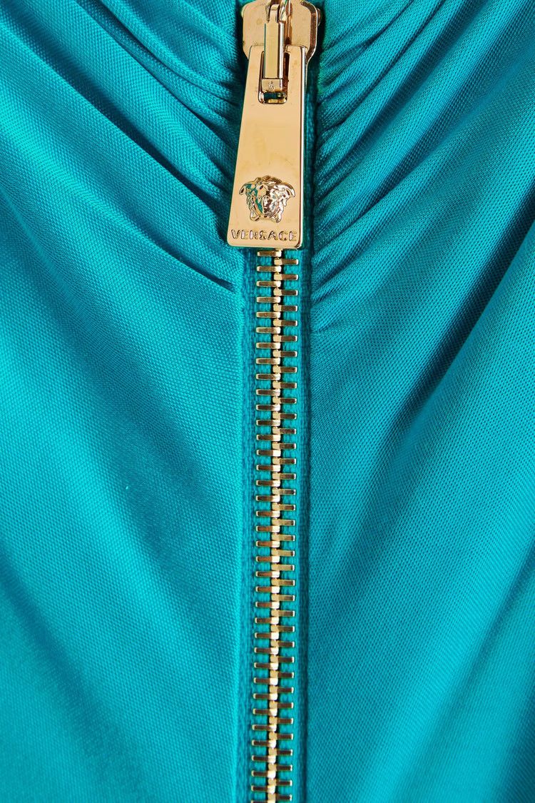 Versace o1y0226 Midi Dress in Turquoise Size S / US 4 / IT 40 - 4 Thumbnail