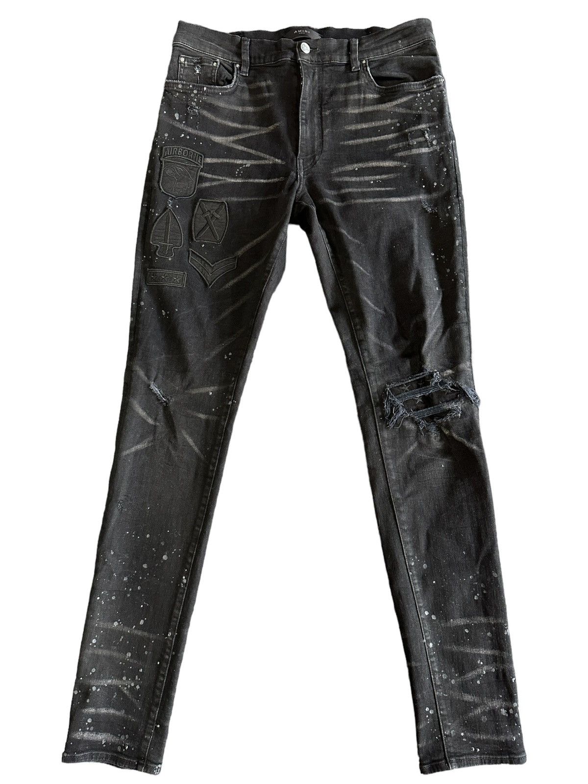 Amiri Amiri Painter Military Patch Jeans Black Size 34 Pre-owned ...