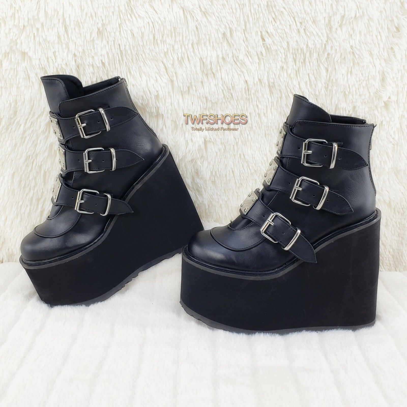 Demonia Cult DEMONIA Swing 105 Black Matte Ankle Boot 5.5" Platform NY (U Size US 8 / IT 38 - 6 Thumbnail