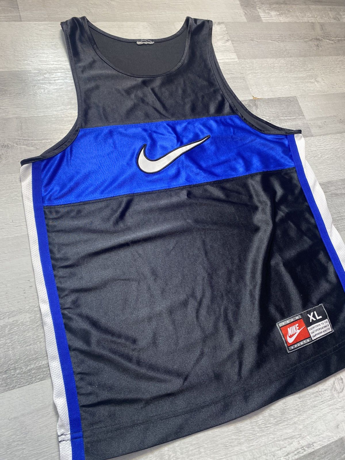 Nike Vintage Nike Team Sports Tank Top Jersey Black Blue XL Y2K Size US XL / EU 56 / 4 - 2 Thumbnail
