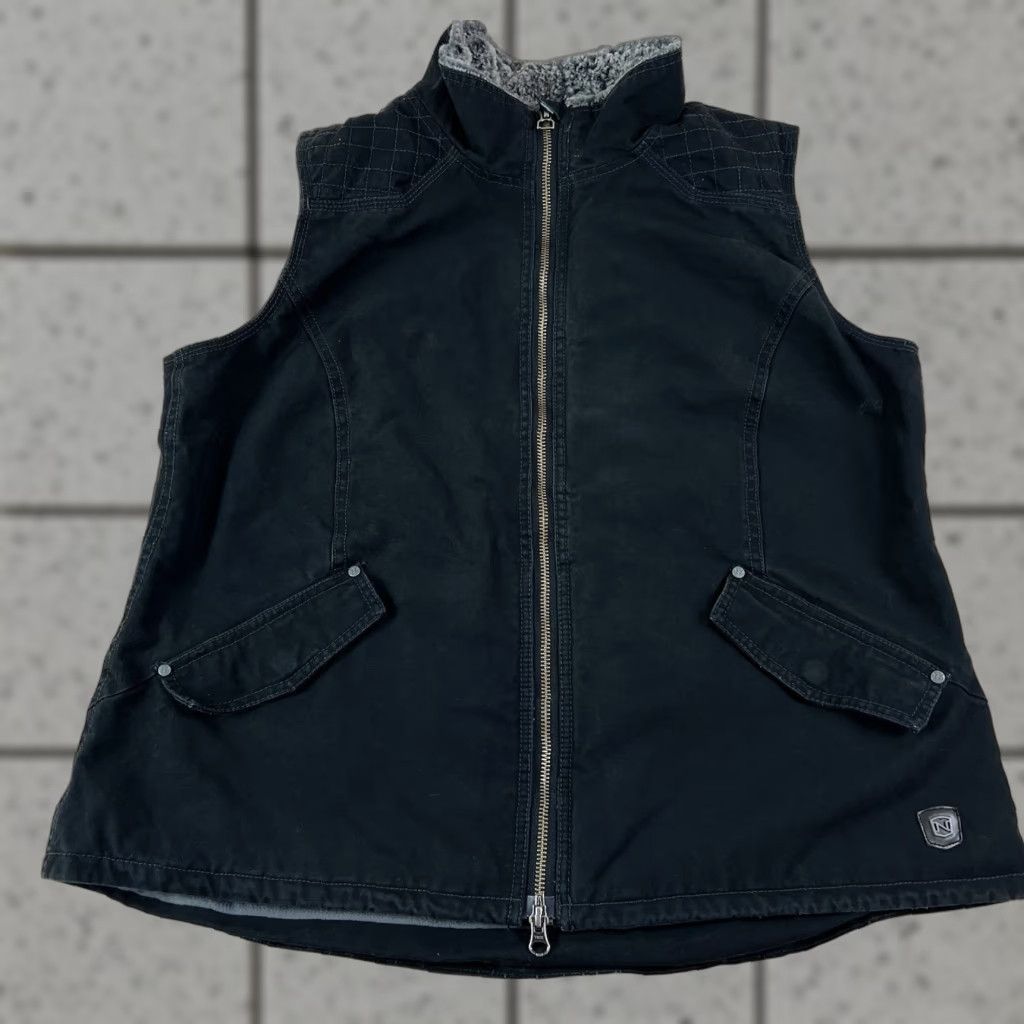 Vintage Noble Outfitters Canvas Vest Women Fleece Lined Black Gray Size XL Weather Barn Western Outdoor Classic Short Sleeveless Full Zip Size XL / US 12-14 / IT 48-50 - 1 Thumbnail