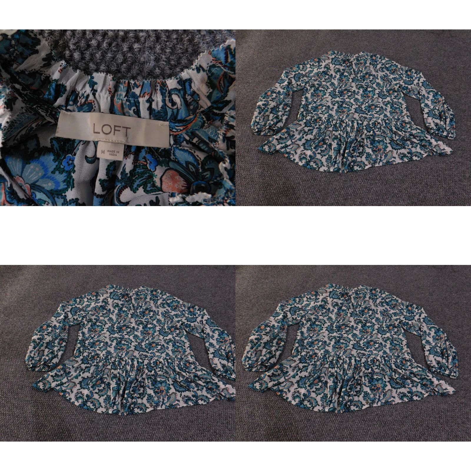 Loft LOFT Blouse Womens Medium Floral Long Sleeve Peplum Boho Top Lightweight Size M / US 6-8 / IT 42-44 - 8 Thumbnail