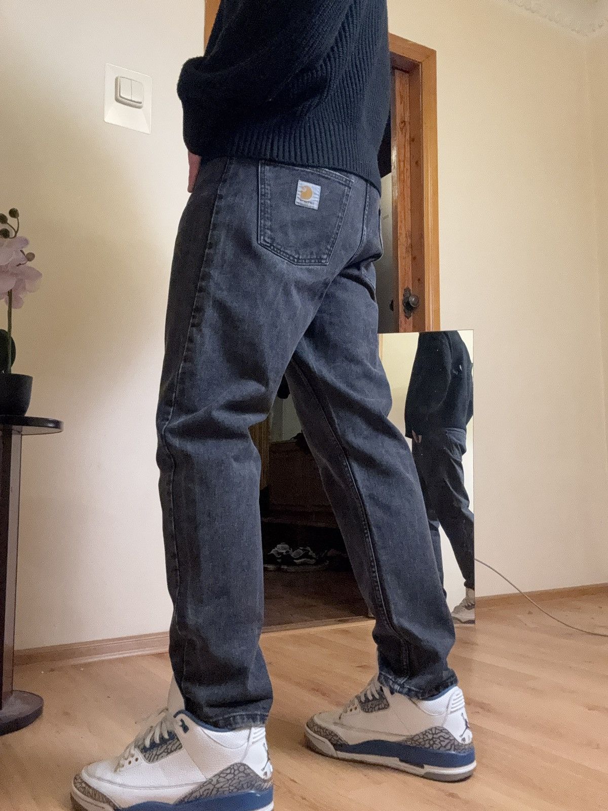 Carhartt Wip Carhartt WIP Newel Pants Denim Men Black 31 L Washed Jeans Size US 31 - 12 Thumbnail