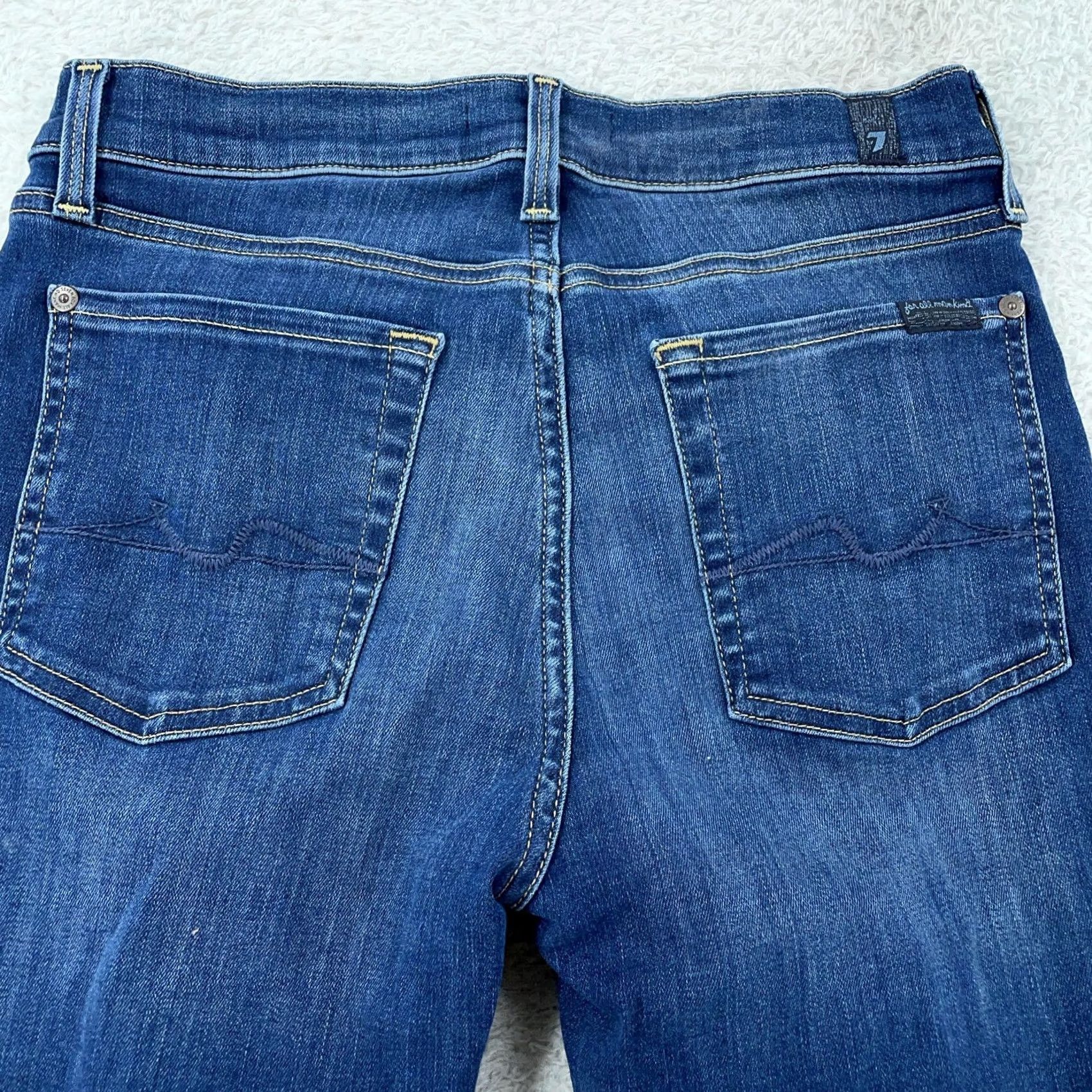7 For All Mankind 7 For All Mankind Jeans Gwenevere Skinny Stretch Denim Mid Rise Womens 28x29 Blue Slim Pockets Solid Denim 90s Contemporary Womens Jeans Size 28" / US 6 / IT 42 - 4 Thumbnail