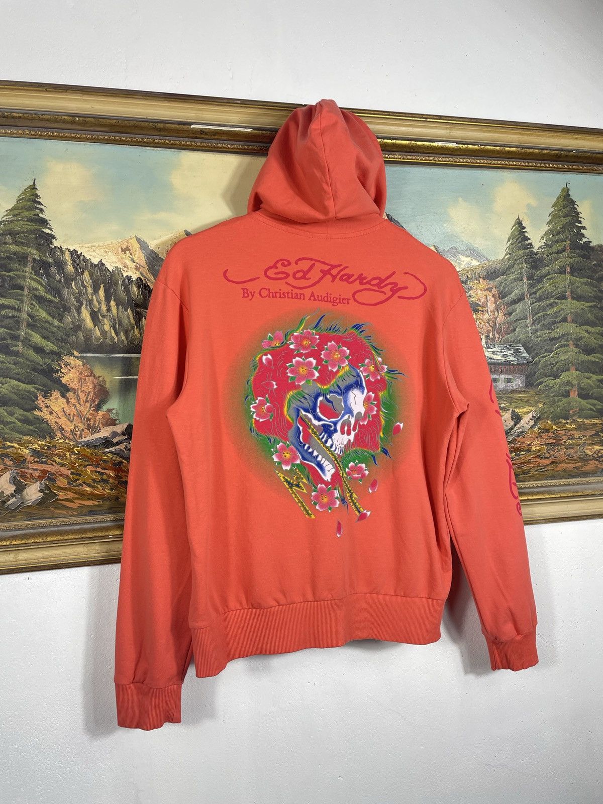 Christian Audigier × Ed Hardy × Vintage Ed Hardy Retro 00s Hoodie With Crystals Affliction Grunge Size S / US 4 / IT 40 - 9 Thumbnail