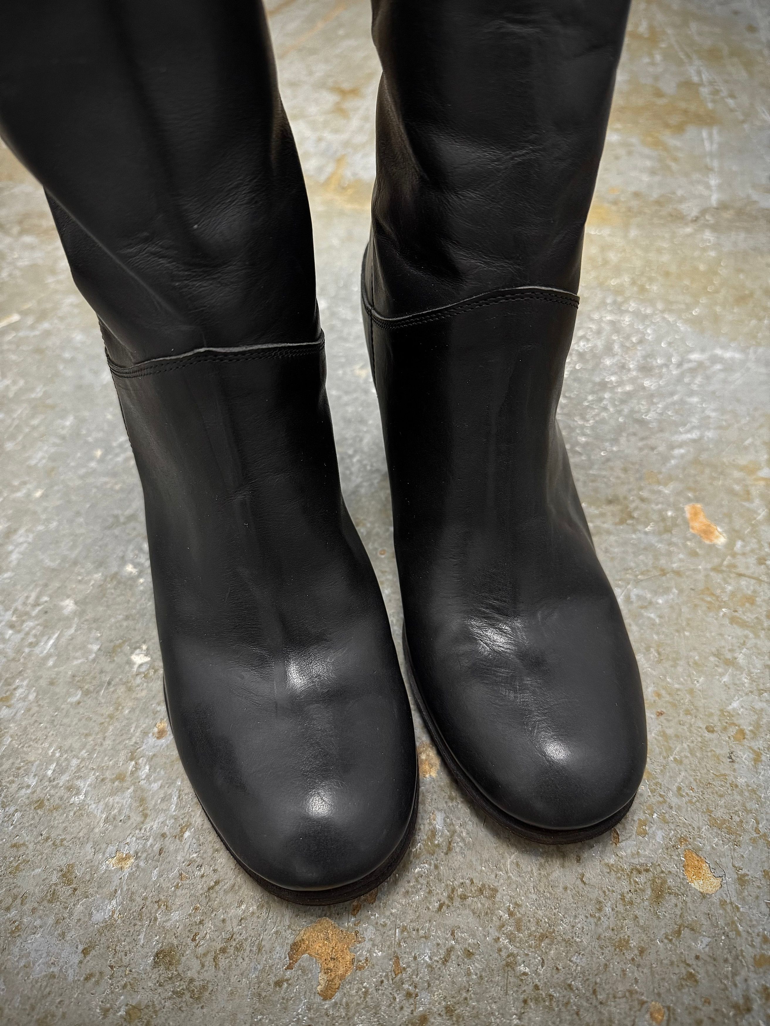 Ma+ MA+ Black Leather Tall Back Zip Calf Boots Size US 5.5 / EU 38 - 5 Thumbnail