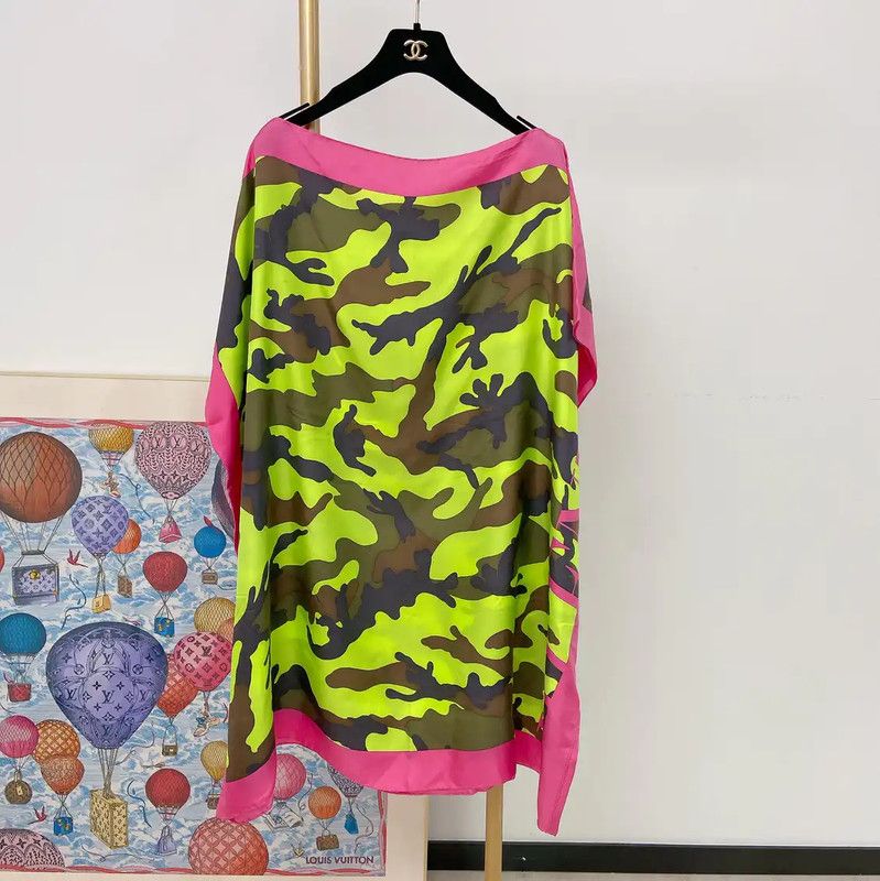 Valentino Valentino Color Block Silk Midi Dress 0089 Size ONE SIZE - 1 Thumbnail