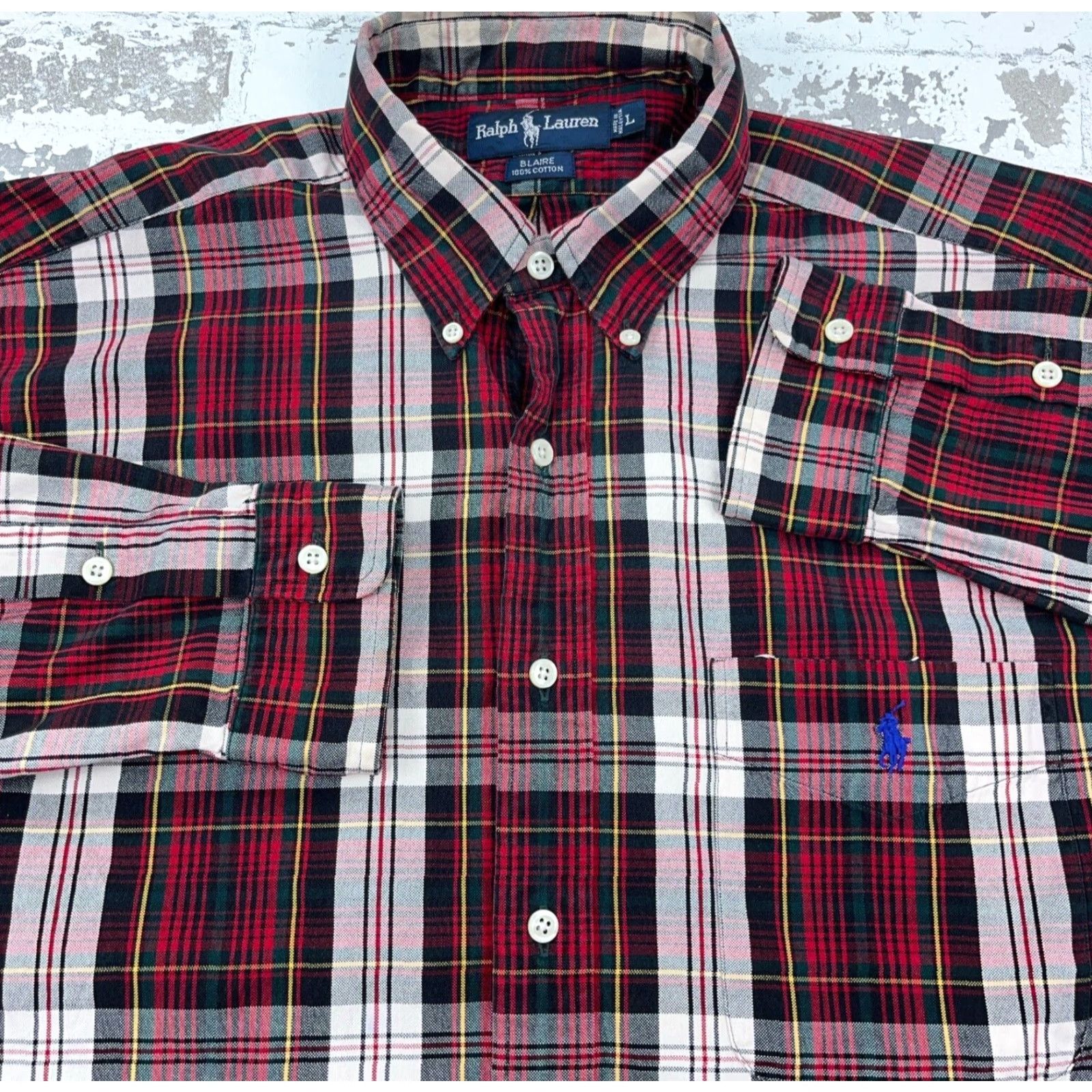 Ralph Lauren Ralph Lauren Shirt Men Large Red Plaid Oxford Cloth Button Up Blaire Pocket P7* Size US XL / EU 56 / 4 - 2 Thumbnail