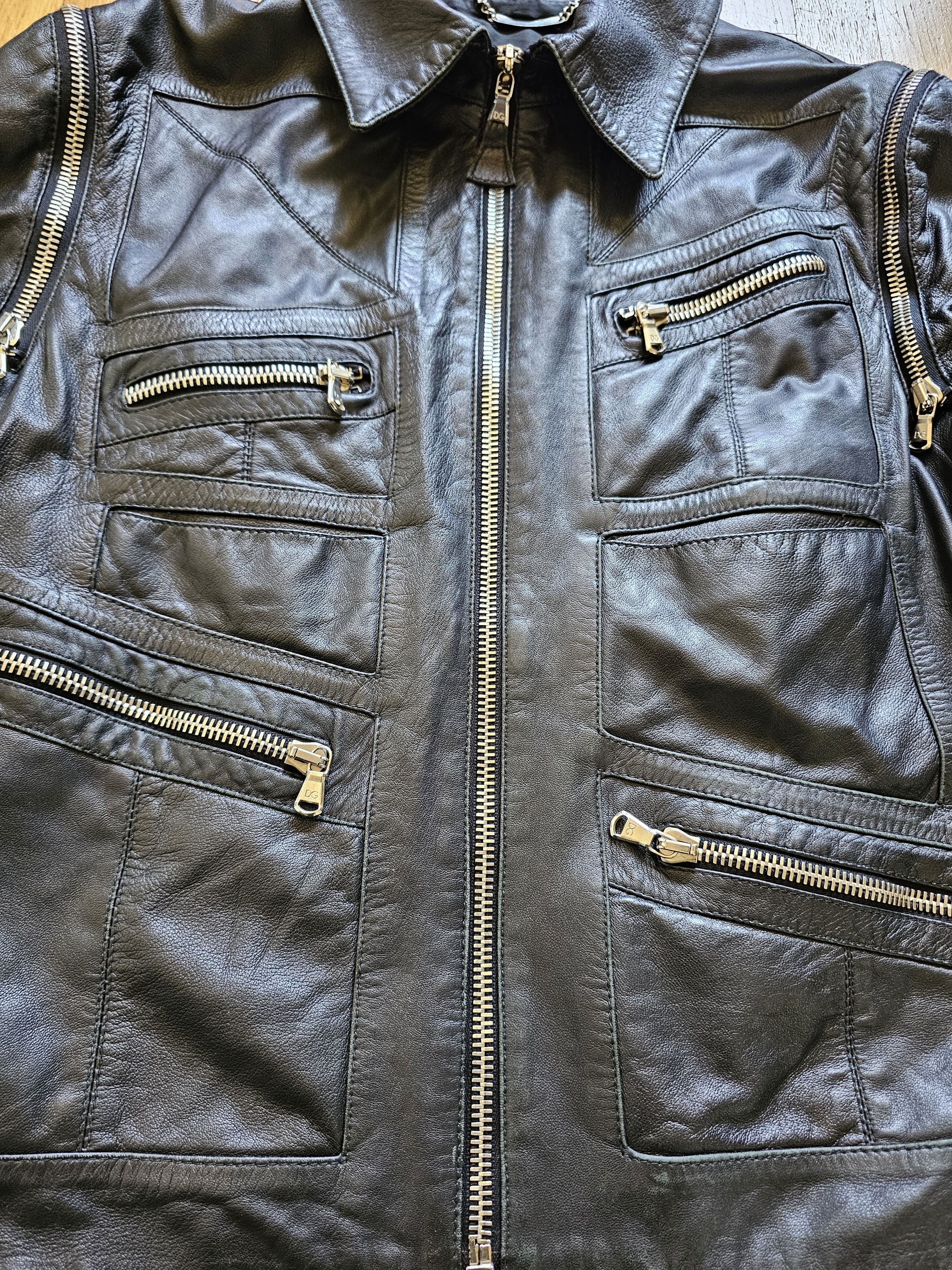 Dolce & Gabbana D&G 2002 Convertible Leather Moto Jacket Size US M / EU 48-50 / 2 - 23 Thumbnail