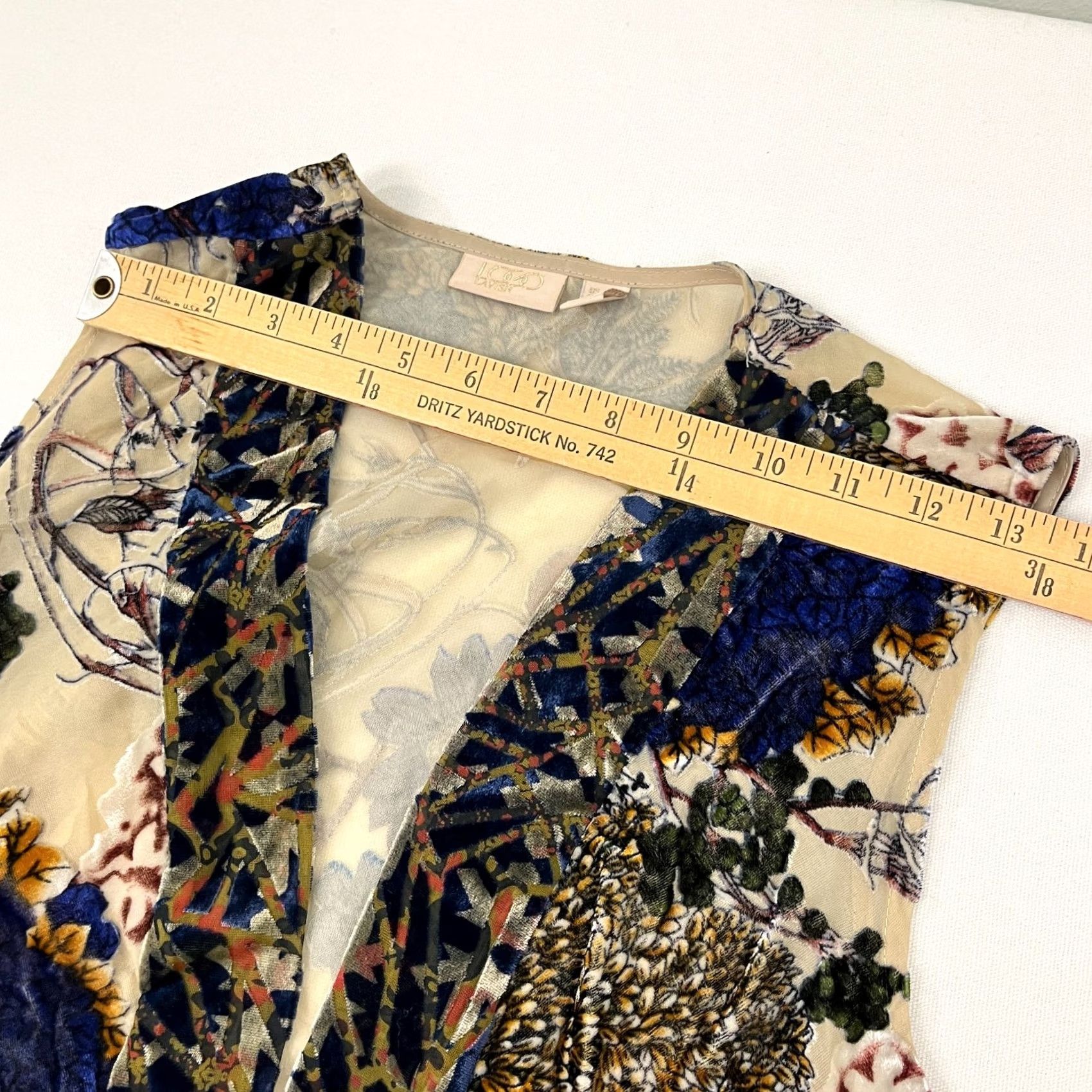 Vintage VINTAGE? No. LOGO Lavish Womens S Velvet Sheer Blue Floral Open Front Tunic Top Sleeveless Size S / US 4 / IT 40 - 7 Thumbnail
