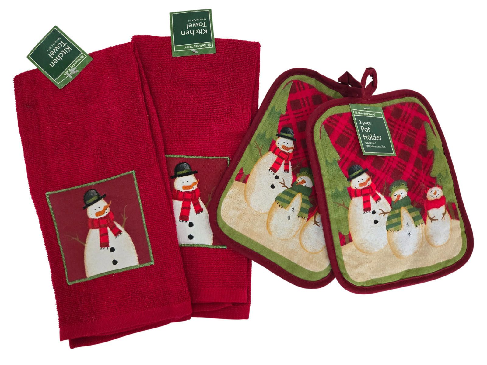 Other Set of 4 - 2 Pot Holders and 2 Hand Towel Christmas Snowman Size ONE SIZE - 1 Thumbnail