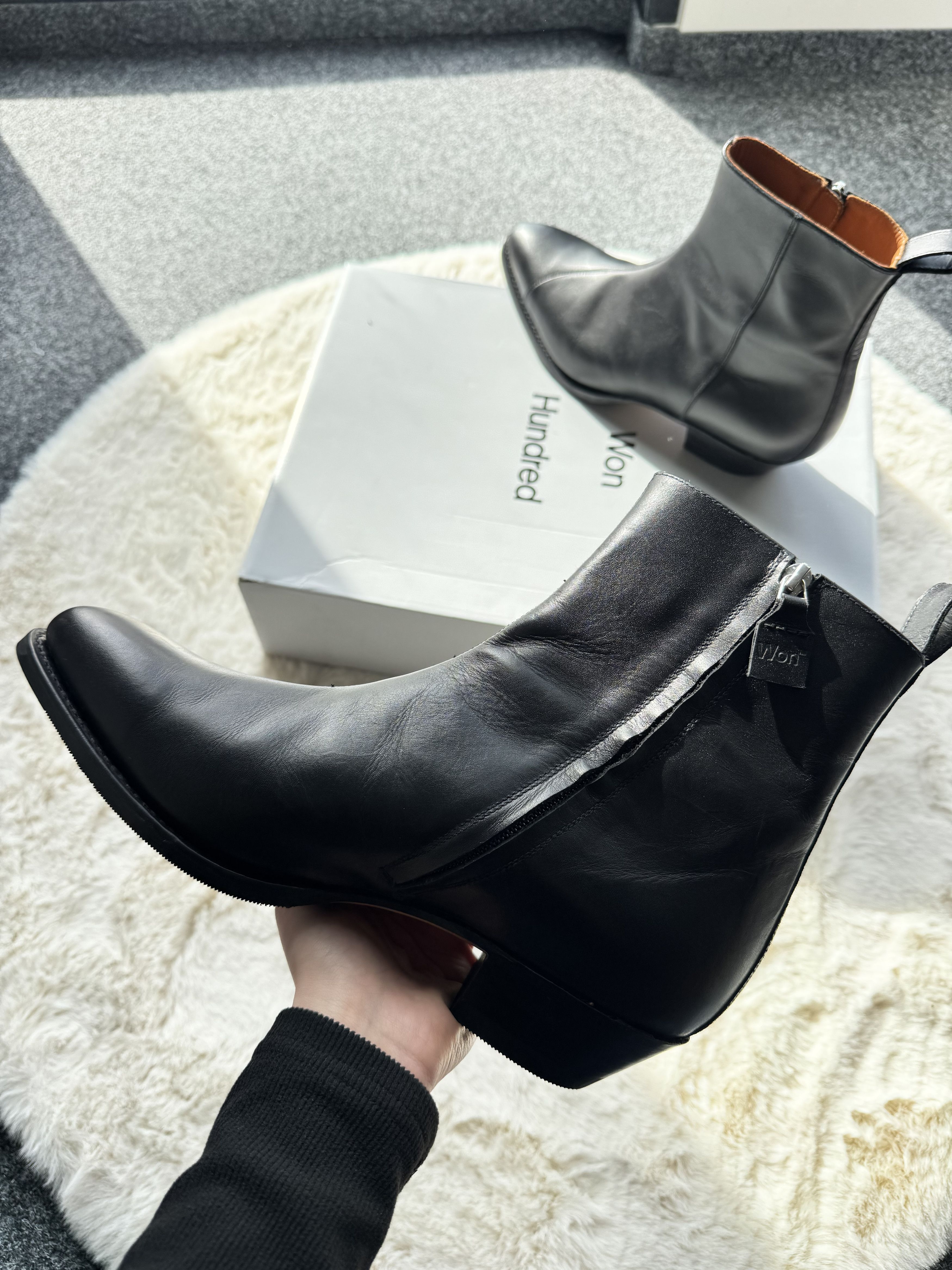 Won Hundred Won Hundred - black leather ankle cowboy boots 45 Size US 12 / EU 45 - 2 Thumbnail