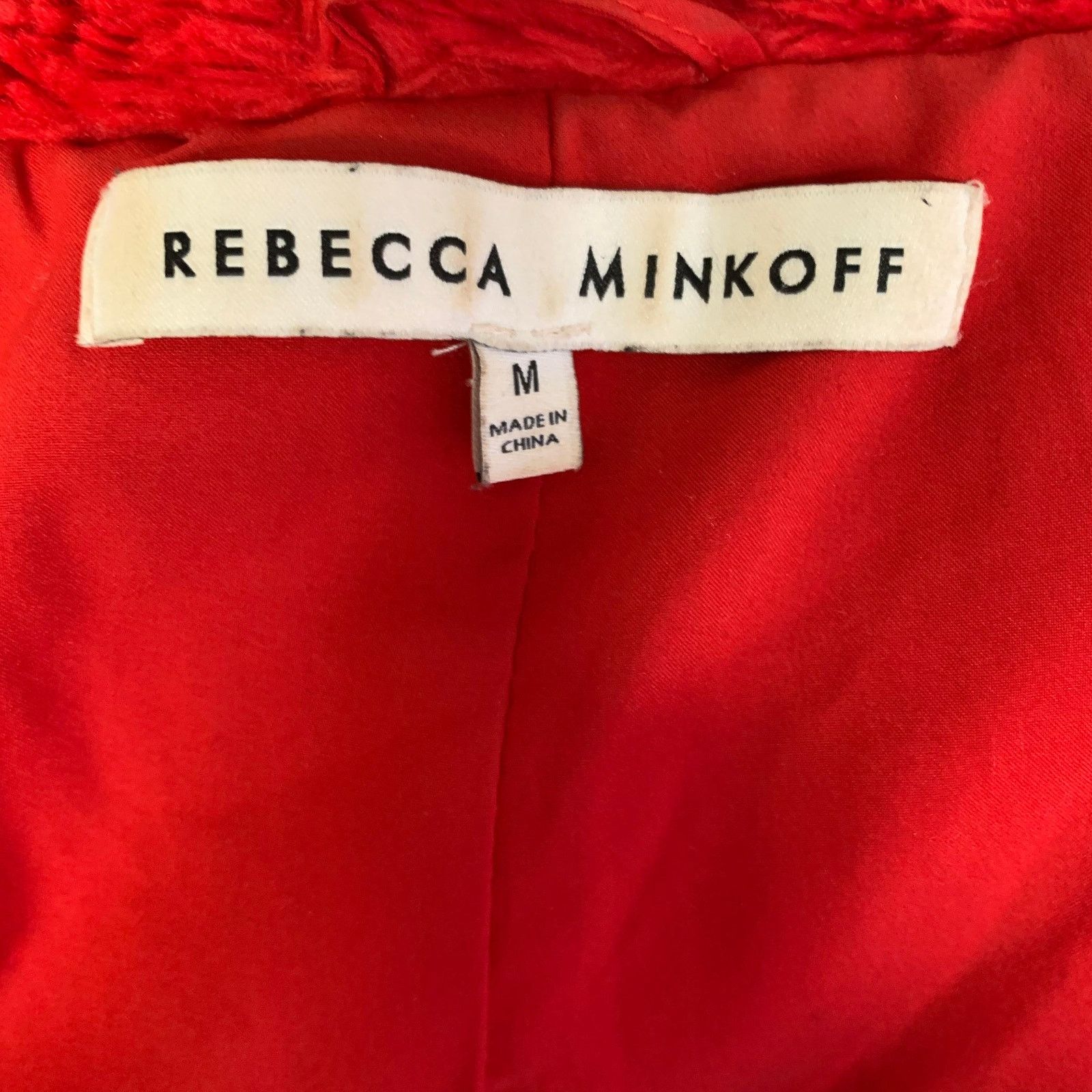 Rebecca Minkoff REBECCA MINKOFF Size M Red Polyester Textured Biker Jacket Size M / US 6-8 / IT 42-44 - 5 Thumbnail