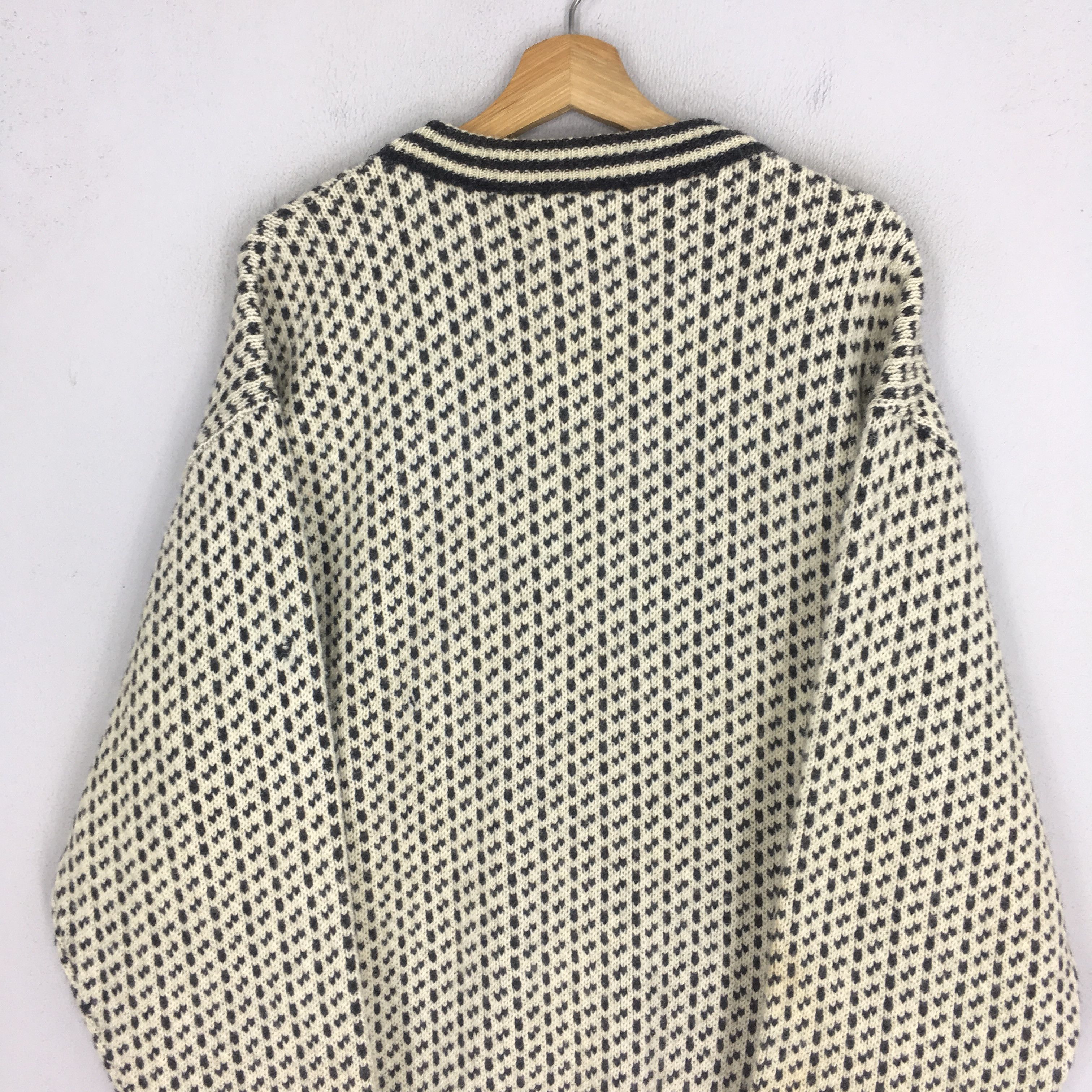 L.L. Bean Vintage 90's LL Bean Usa White Black Wool Sweatshirt - 604 Size US L / EU 52-54 / 3 - 12 Thumbnail