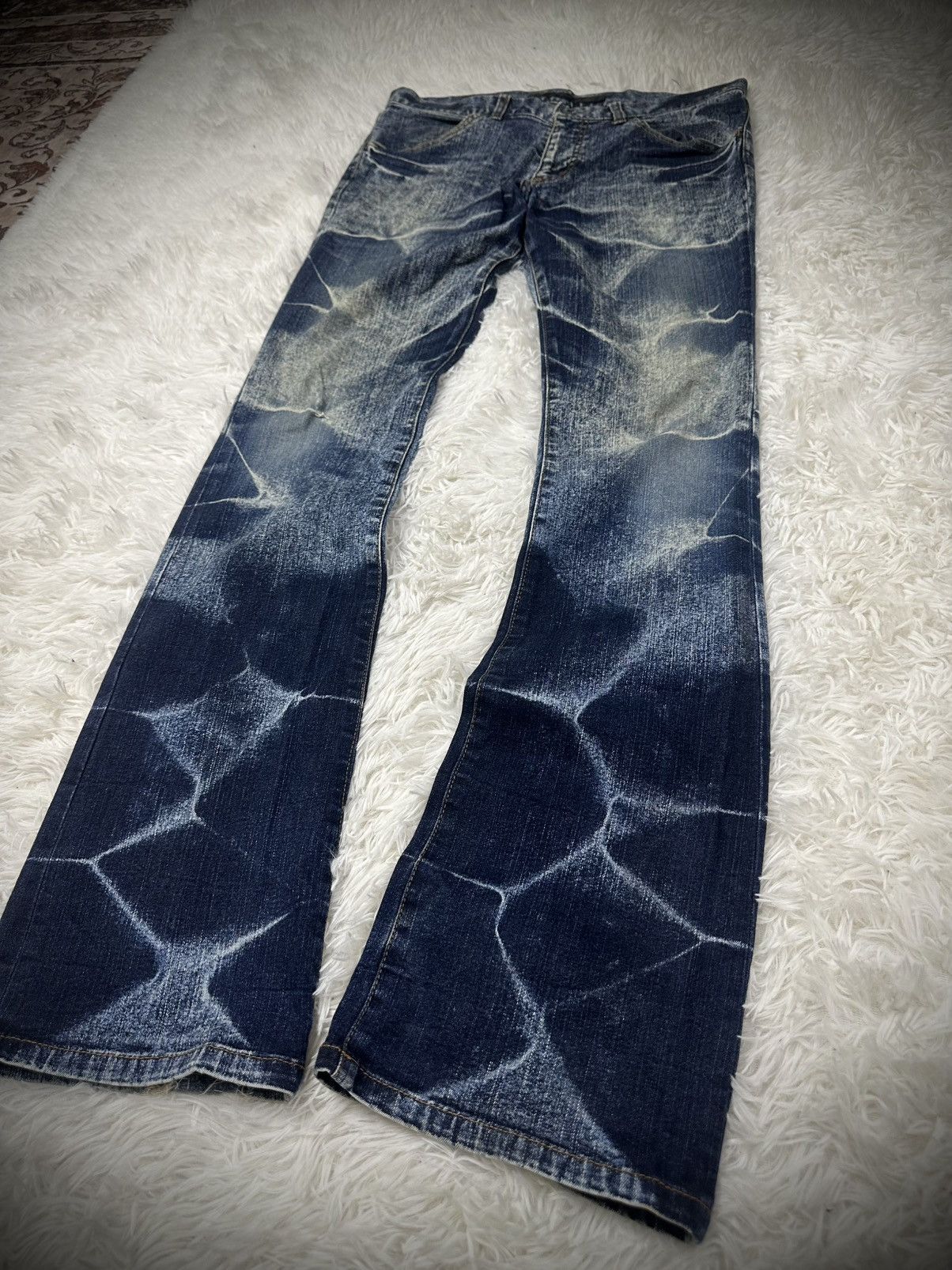Japanese Brand 💥rare💥 2000s schlussel whiskers flare denim jeans Size US 32 / EU 48 - 3 Thumbnail