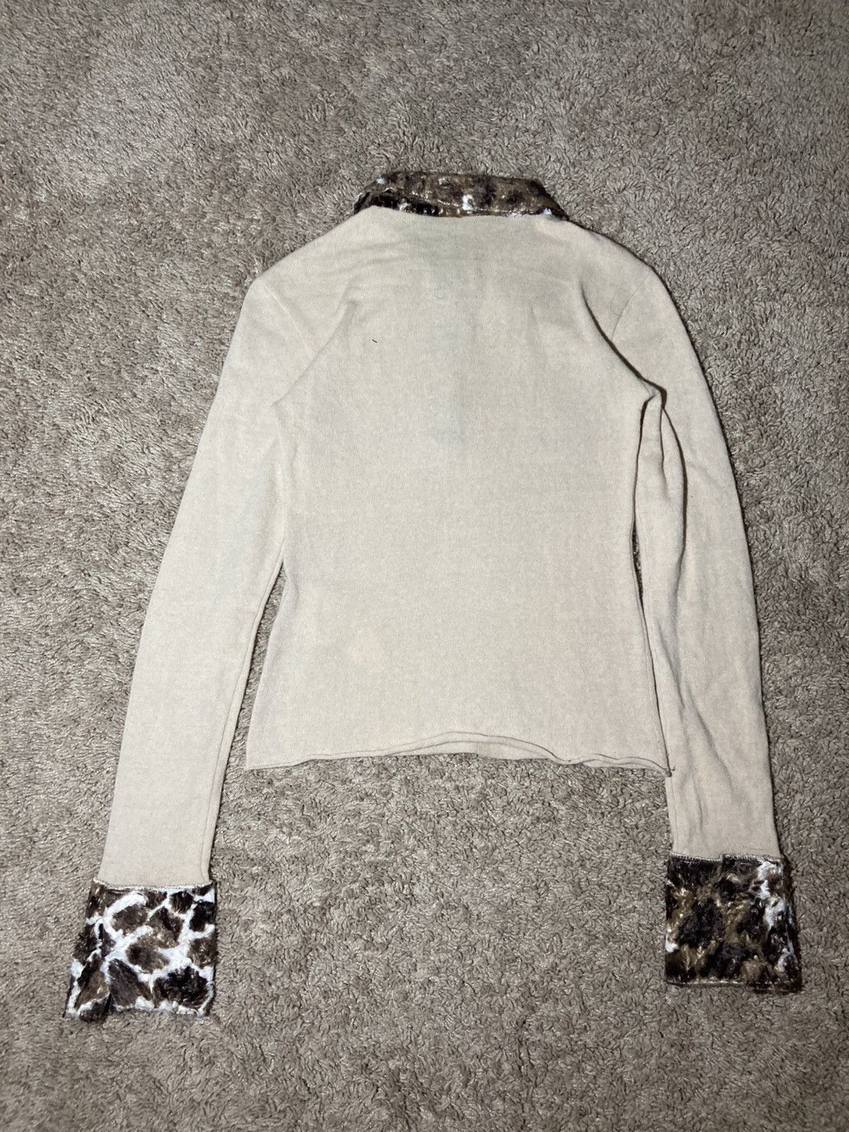 Japanese Brand 90s Jean Colonna Leopard Collar Wool Polo Italy Faux Fur Tan Size US S / EU 44-46 / 1 - 8 Thumbnail