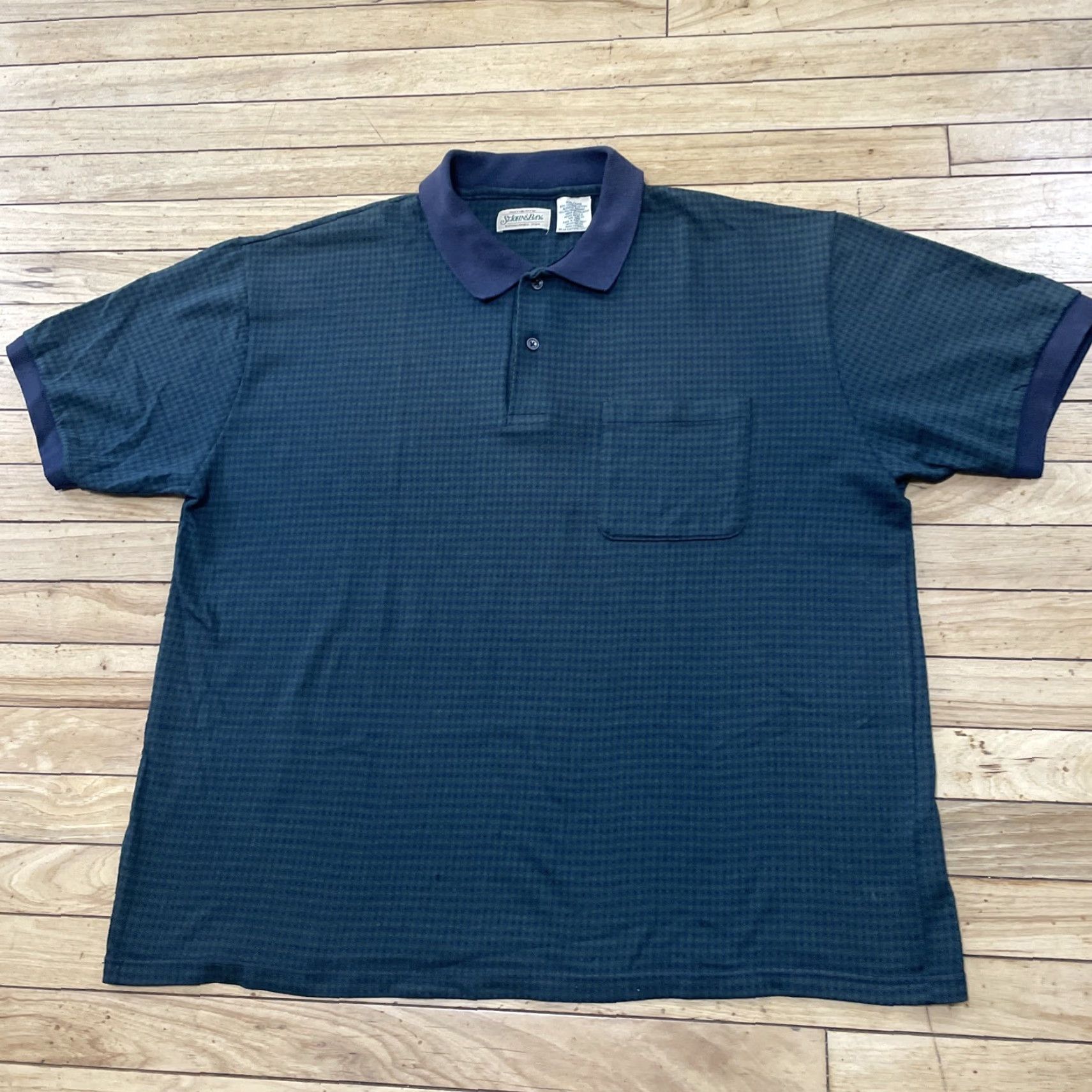 Vintage VINTAGE St. John's Bay Polo Shirt Men 2XL Blackwatch Geometric Green Blue Grunge Polo Shirt Mens 90s"} Size US XXL / EU 58 / 5 - 3 Thumbnail