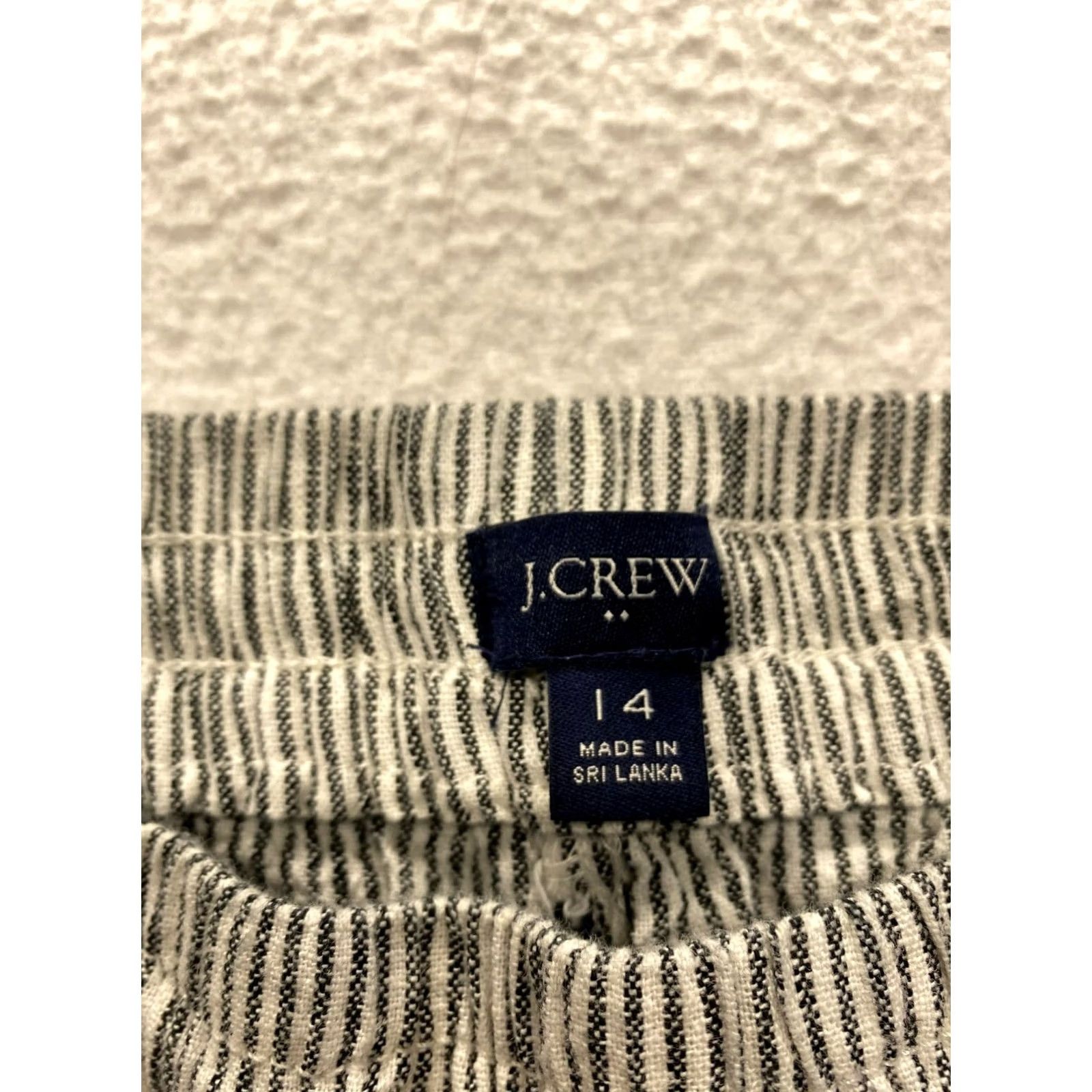 J.Crew J.Crew Womens Striped Linen/Cotton Blend Elastic-Waist Pants 14 Black Womens Mens? Size 36" / US 14 / IT 50 - 4 Thumbnail