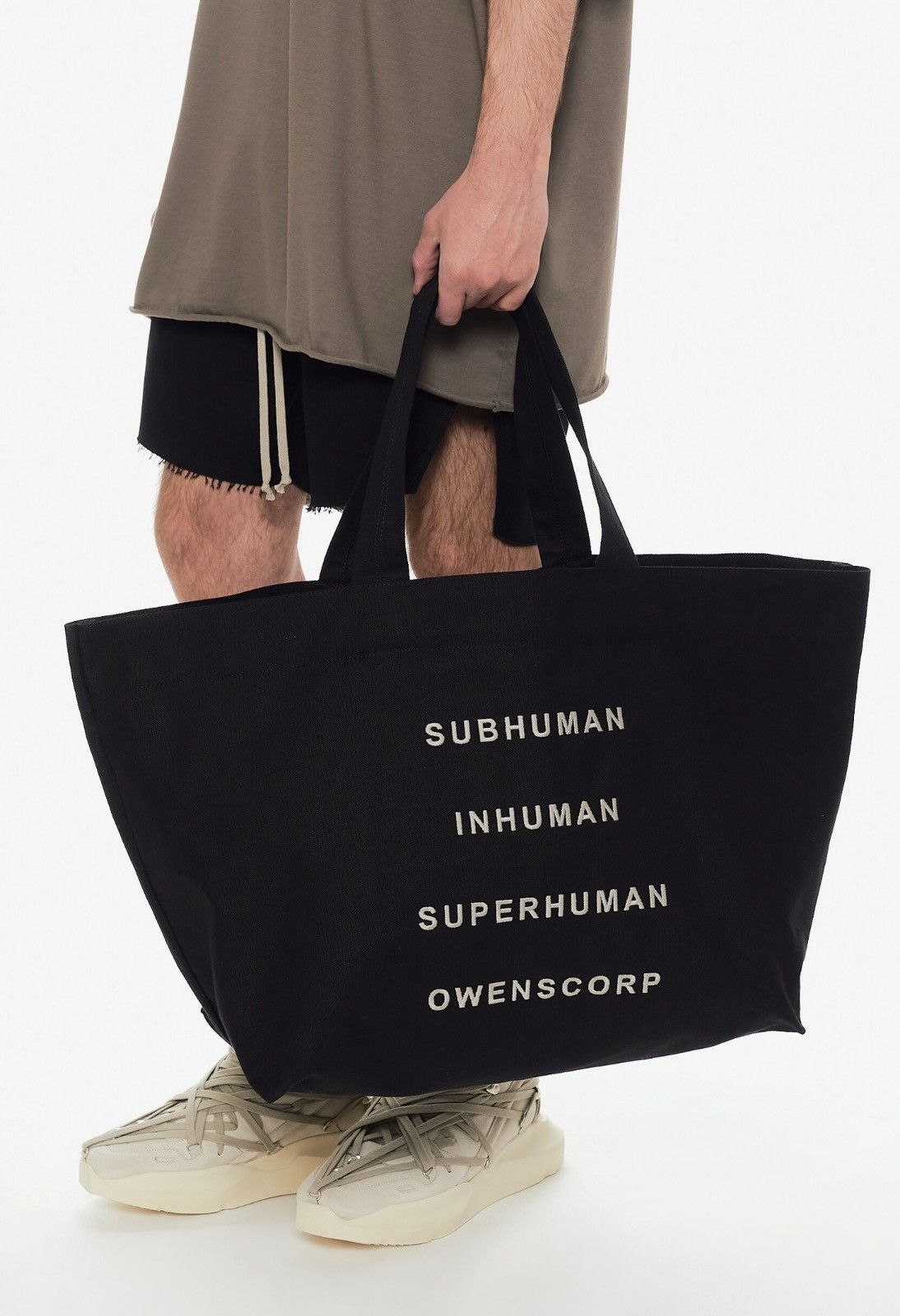 Rick Owens Last Rick Owens Embroidered Subhuman Black Large Tote Bag Size ONE SIZE - 8 Thumbnail