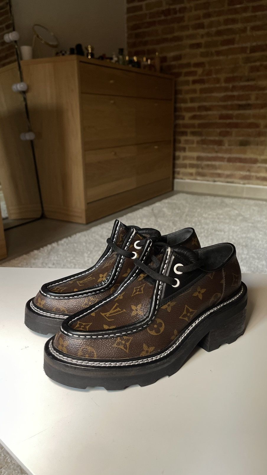 Louis Vuitton Monogram Platform Derby Shoes Size 37.5