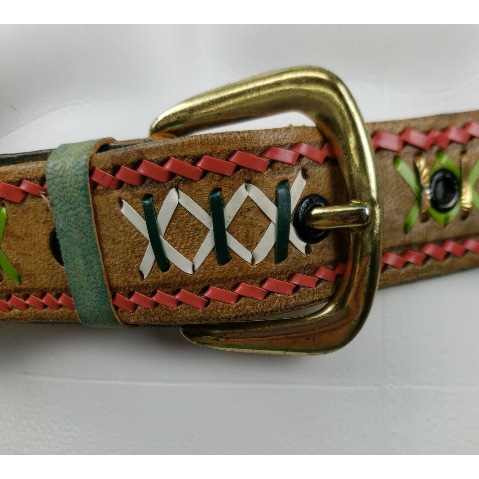 Handmade Western Elk Hide Leather Belt Lot 2 Buckskin Pouch Whip Stit Size ONE SIZE - 4 Thumbnail