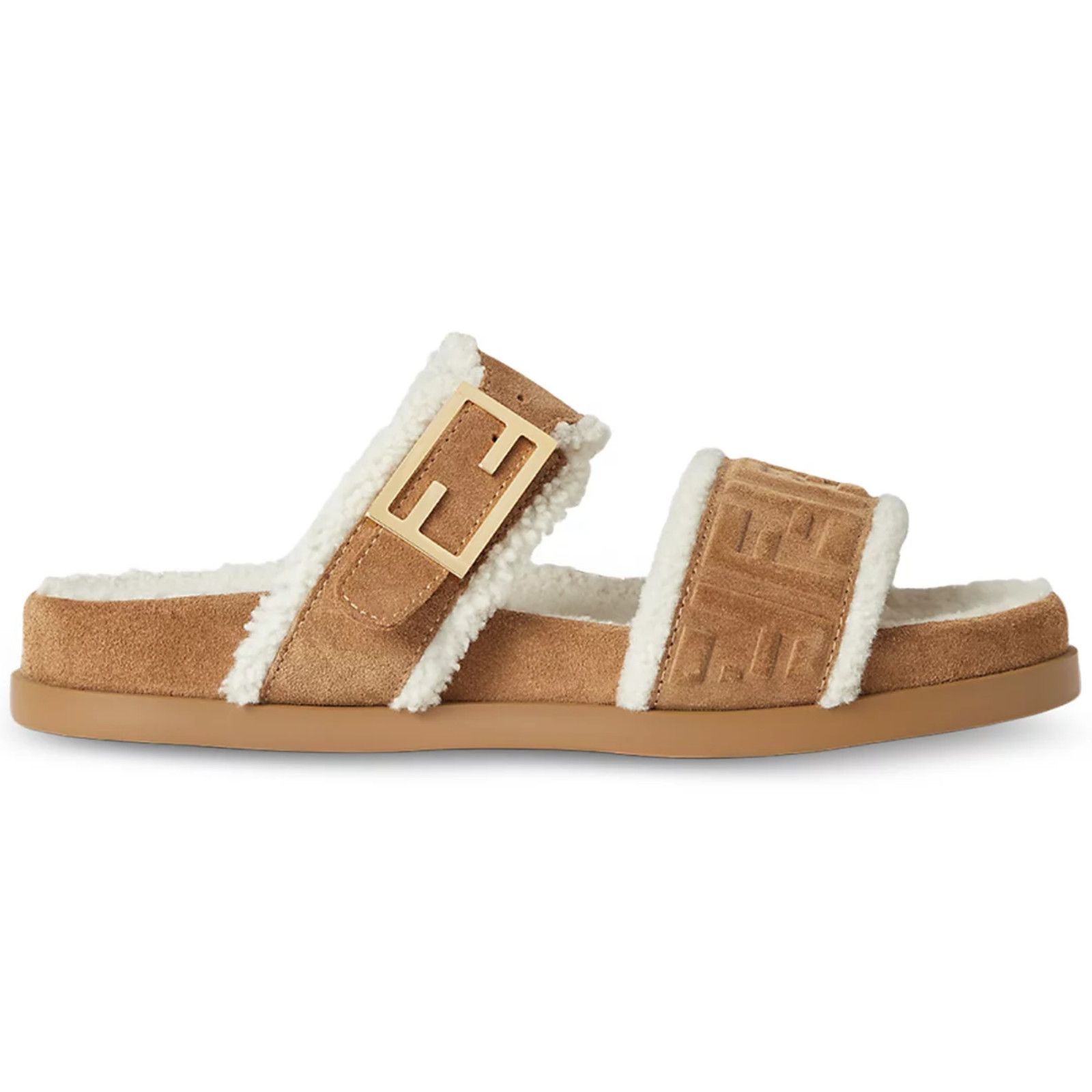 Fendi Fendi Feel Slide Shearling Bronze Monogram Mule Sandal 40 Size US 10 / IT 40 - 1 Thumbnail
