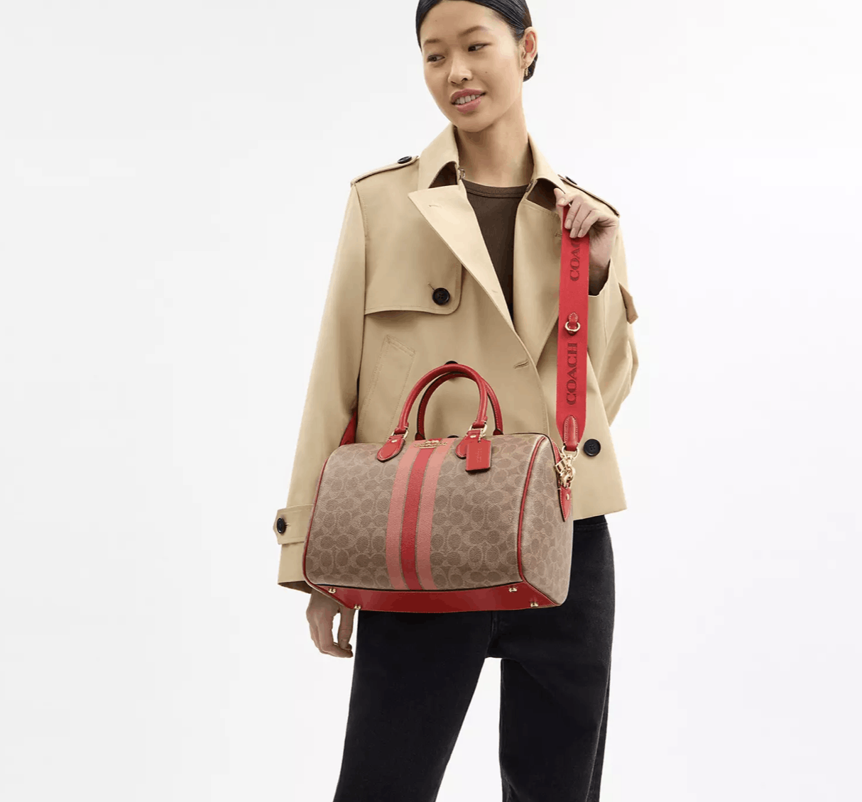 Coach Rowan Large Satchel Bag In Signature Canvas CAL83 Size ONE SIZE - 3 Thumbnail