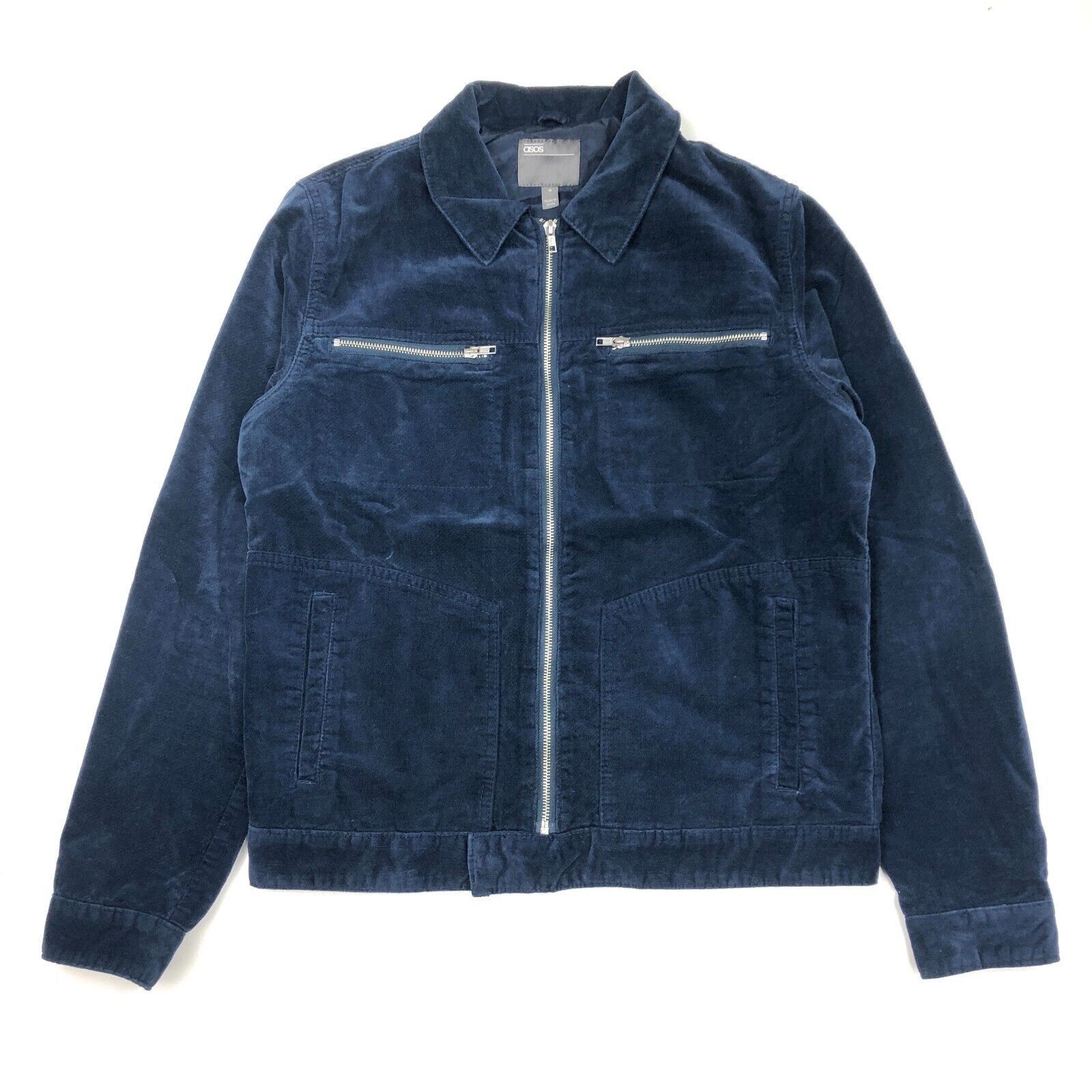 Asos asos velour navy blue zip up jacket coat mens size medium m Size US M / EU 48-50 / 2 - 1 Thumbnail