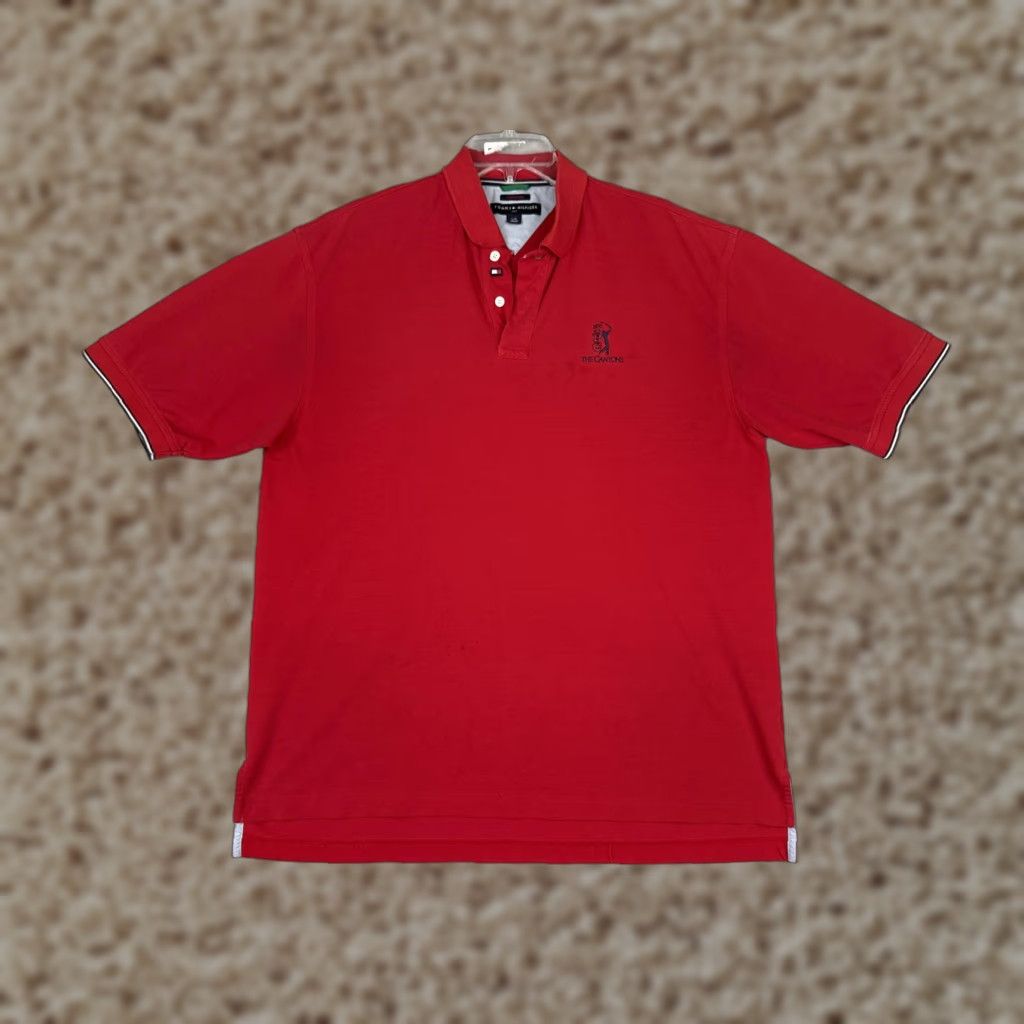 Tommy Hilfiger Tommy Hilfiger Polo Shirt Mens Large Red Cotton Techno-Dry Golf TPC The Canyons Size US L / EU 52-54 / 3 - 1 Thumbnail