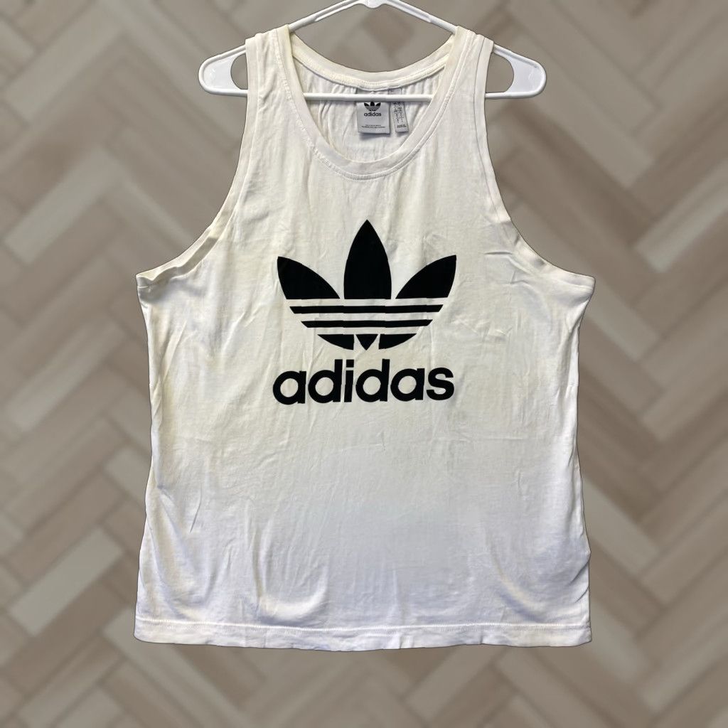 Adidas ADIDAS Tank Top Unisex Adults Large White Athletic Sports Apparel Size US L / EU 52-54 / 3 - 1 Thumbnail