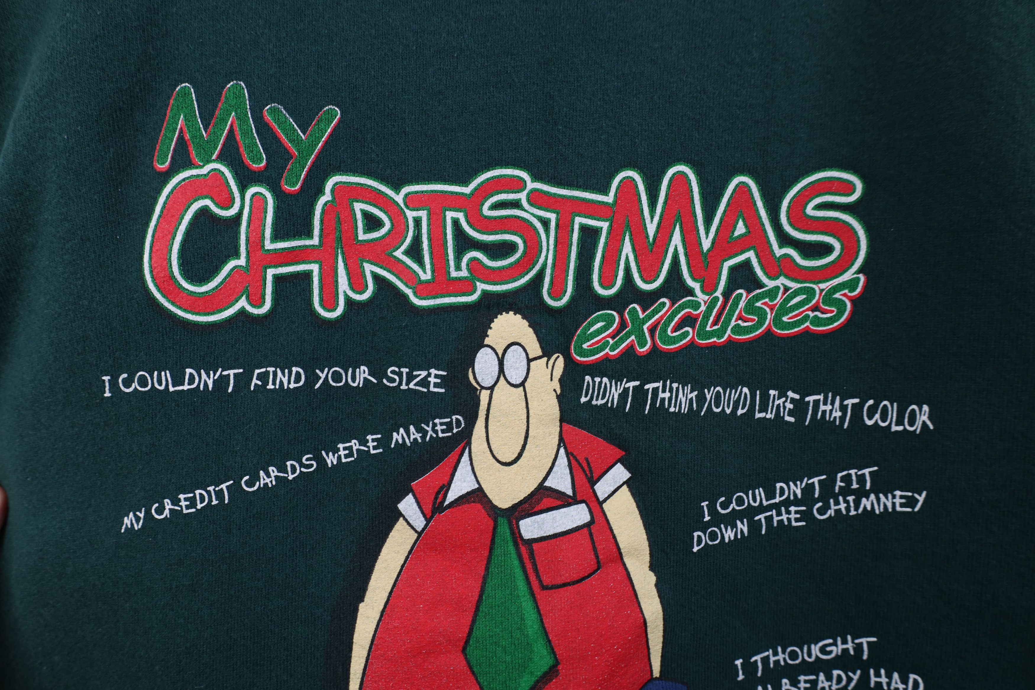 Vintage Vintage 90s Streetwear Christmas Excuses Sweatshirt Green Size US XL / EU 56 / 4 - 5 Thumbnail