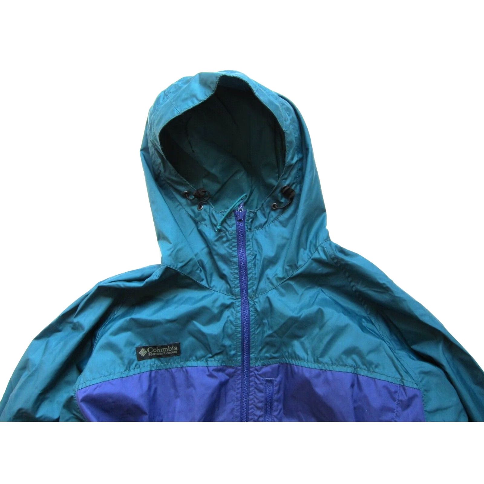 Vintage VINTAGE Columbia Hooded Parka Waterproof Nylon Rain Jacket Women Large Blue/Green Nylon Softshell Jacket Long Coat Size L / US 10 / IT 46 - 3 Thumbnail