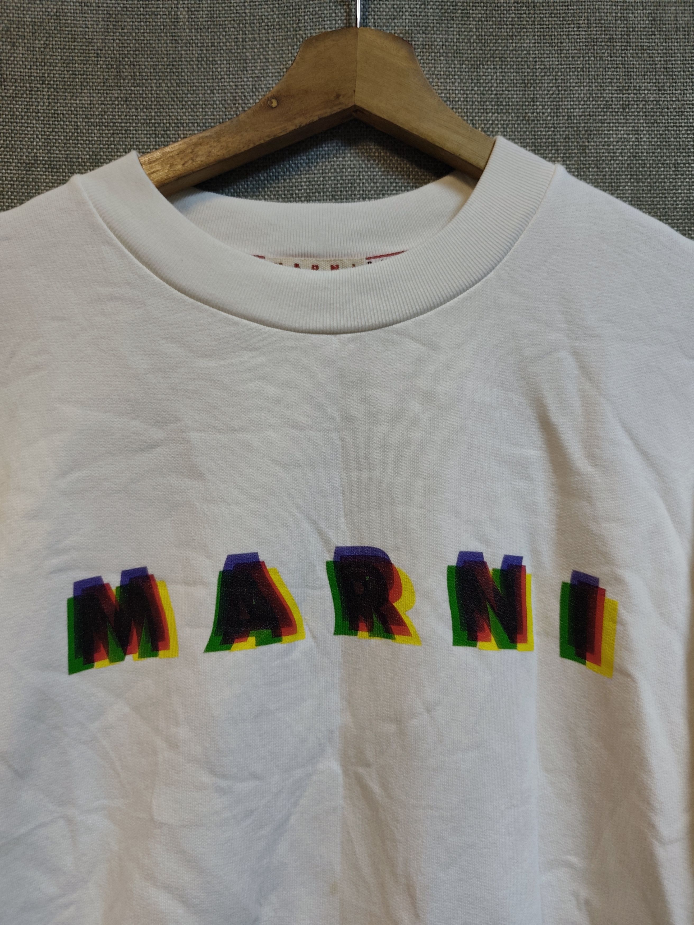 Marni SS21 Marni Distorted 3D Shadow Logo Sweatshirt White Size US L / EU 52-54 / 3 - 2 Thumbnail