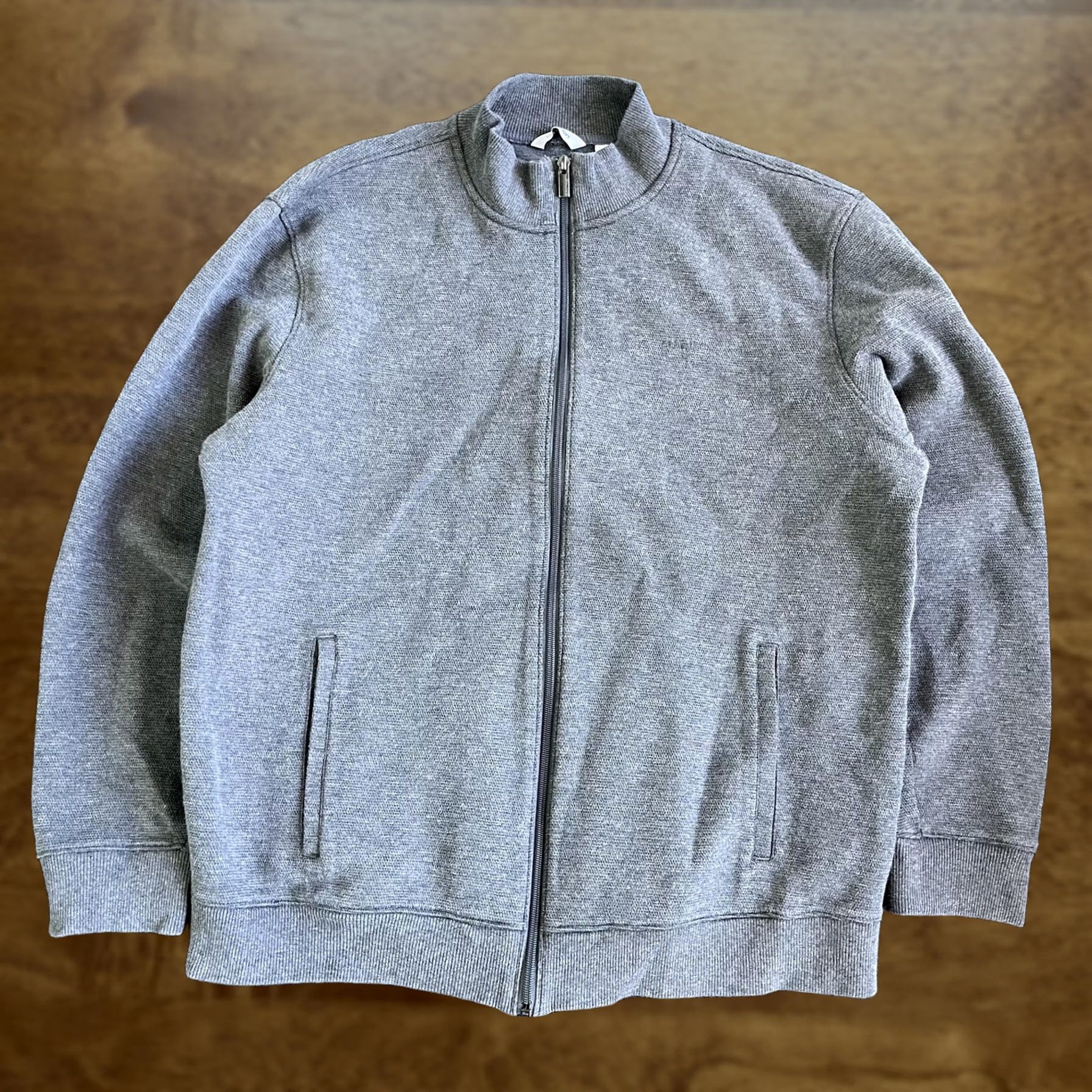 Calvin Klein Calvin Klein Sweater Mens XL Gray Full Zip Mock Neck Knit Jacket Pockets Size US XL / EU 56 / 4 - 1 Thumbnail