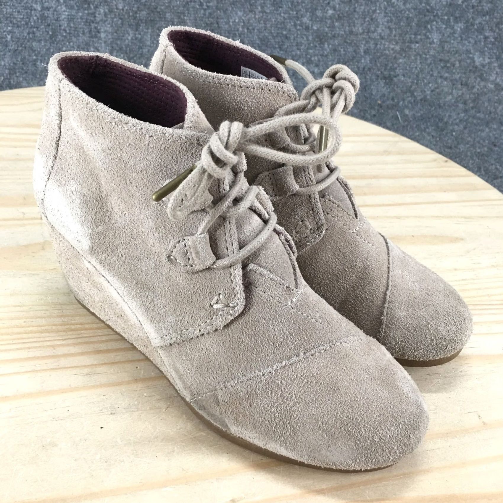 Toms TOMS Boots Womens 6 Kala Desert Brown Lace Up Wedge Heels Ankle Bootie Size M / US 6-8 / IT 42-44 - 3 Thumbnail