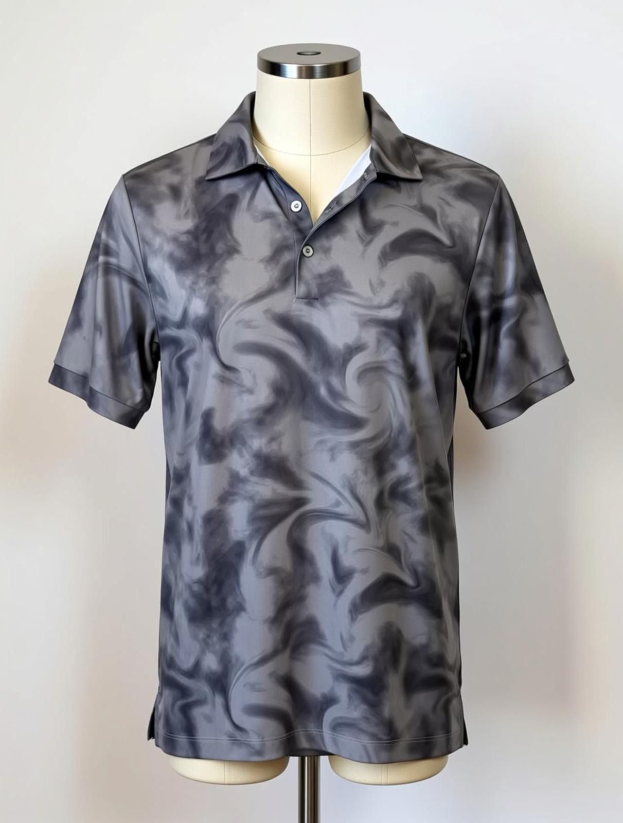 Other IronWood Medium Gray Swirl Pattern Polyester Polo Shirt Size US M / EU 48-50 / 2 - 1 Thumbnail