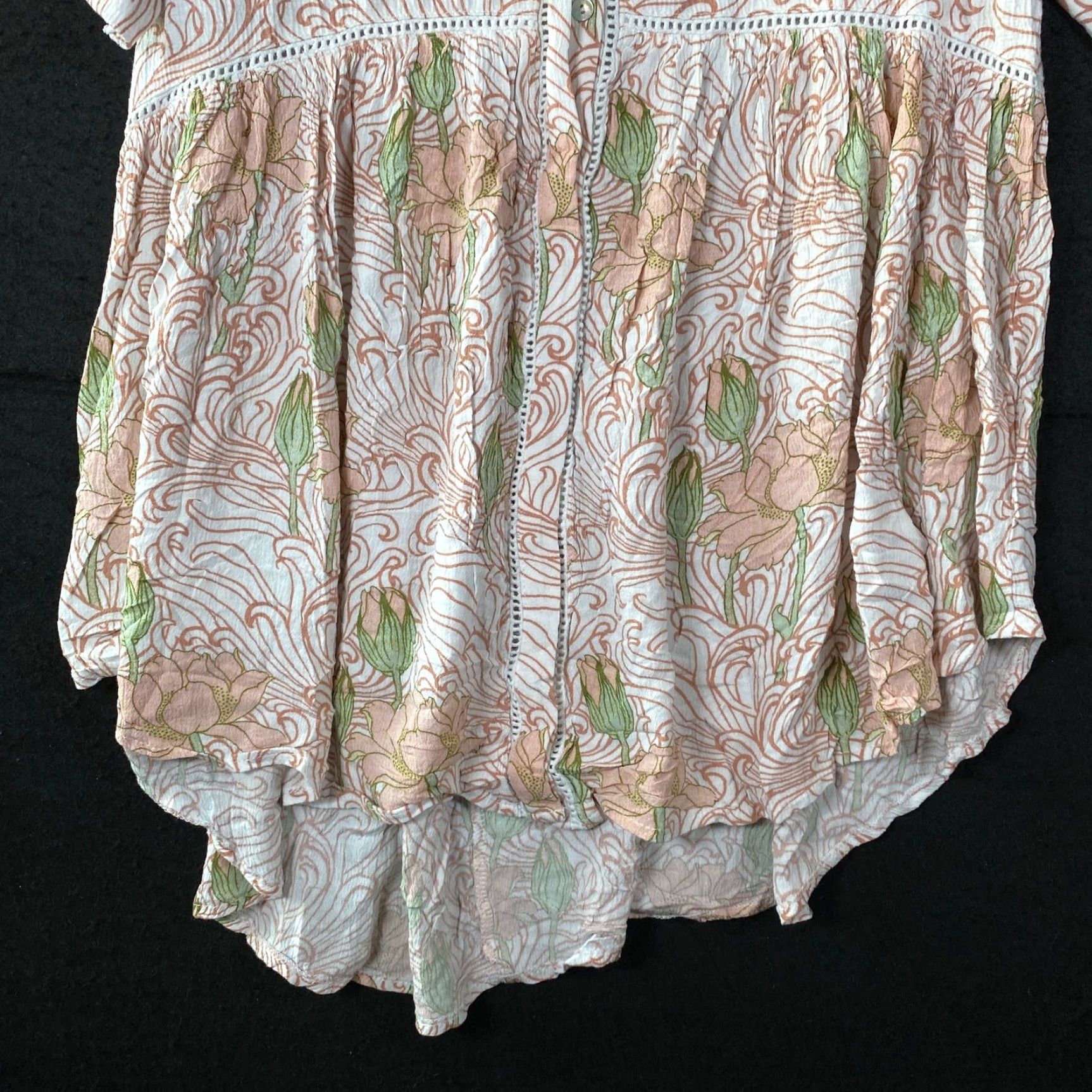 Anthropologie Anthropologie Akemi + Kin Womens Blouse White Multi Paisley Button Down XS Short Sleeve Balloon V-Neck Tunic Casual Workwear Party/Cocktail Size XS / US 0-2 / IT 36-38 - 3 Thumbnail