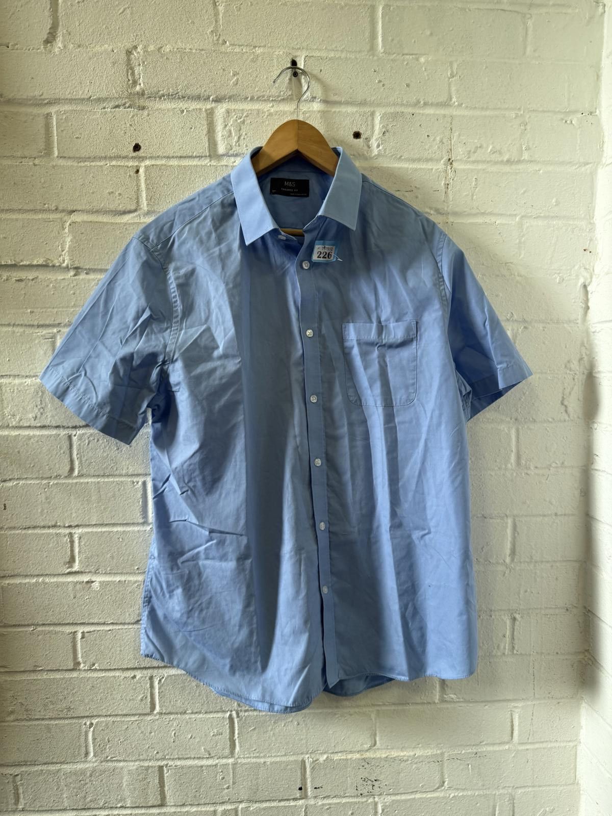 M.E. Sport M&S Tailored Fit Men's Light Blue Short Sleeve Dress Shirt Size 38R - 1 Thumbnail