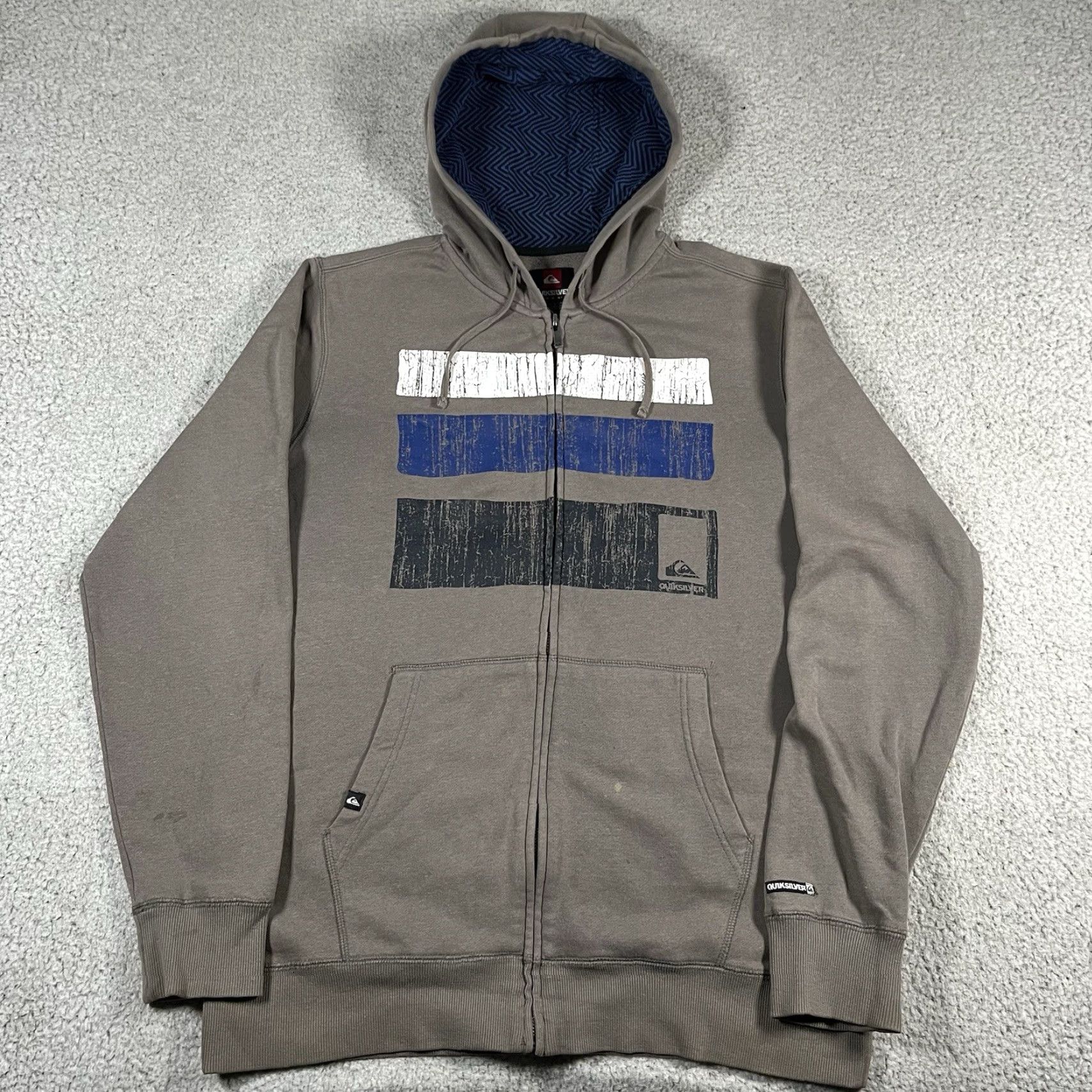 Quiksilver VINTAGE Quiksilver Hoodie Mens M Full Zip Surf Skate Grunge Sweatshirt Gray 90s Retro Logo Pockets Hooded Zipper Size US M / EU 48-50 / 2 - 6 Thumbnail