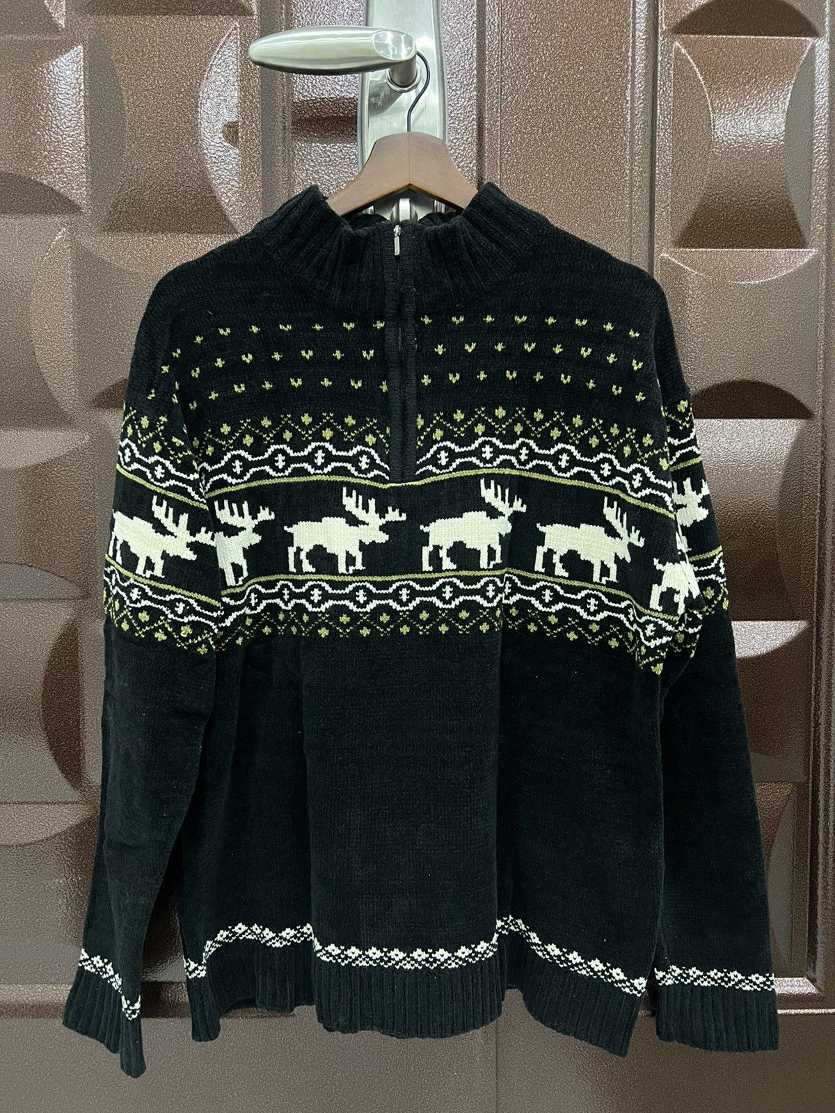 Japanese Brand GRANGESTA Aran Isles Reindeer Nordic 1/4 Zip Knit Sweater Size US L / EU 52-54 / 3 - 2 Thumbnail