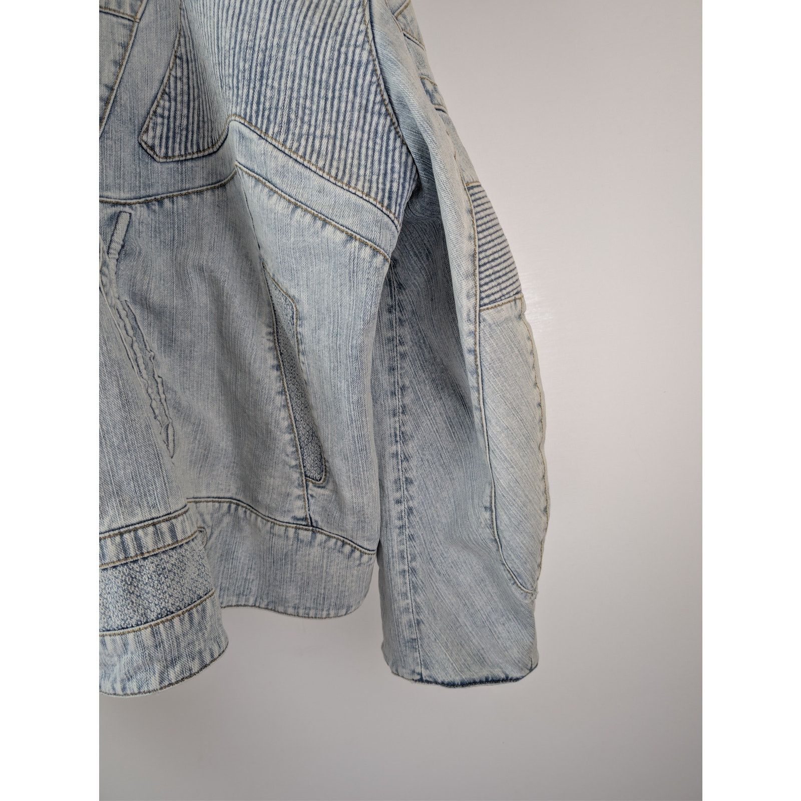 Balenciaga o1rshd1 Italian Indigo Ring Denim Racer Jacket Bleached Ring Size US XL / EU 56 / 4 - 15 Thumbnail