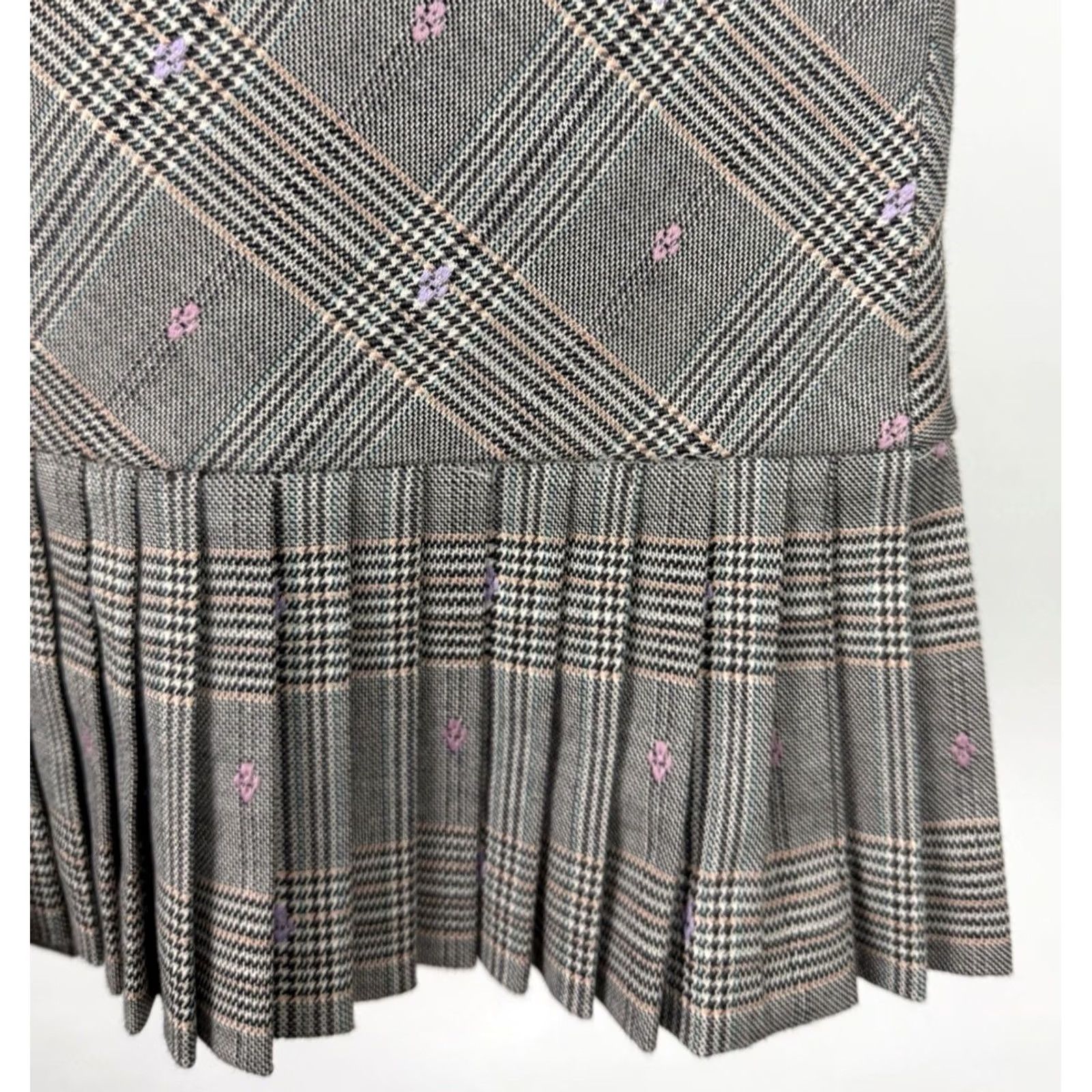 Vintage VINTAGE Intuitions Plaid Midi Skirt Womens 8 Beige Cotton Blend 90s Grunge Retro Pleated Lined Stretch Midi Skirt Size 30" / US 8 / IT 44 - 2 Thumbnail