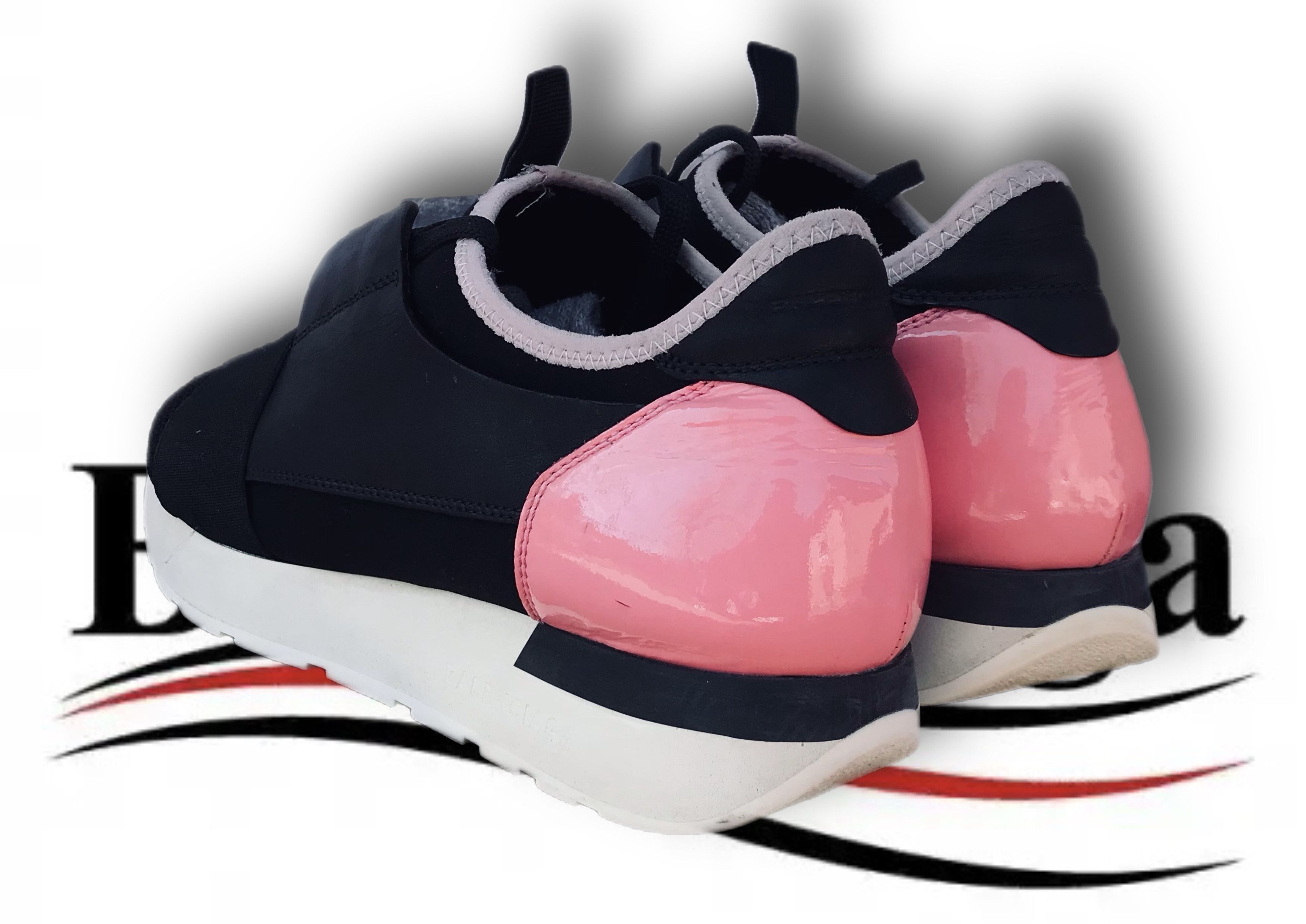Balenciaga Balenciaga Black Pink Leather Mesh Race Runner Sneakers Size US 6 / IT 36 - 3 Thumbnail