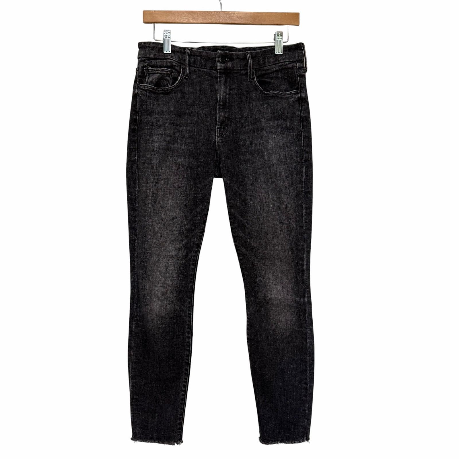 MOTHER MOTHER Black The Looker Ankle Fray Jeans Sz 28 Size 28" / US 6 / IT 42 - 1 Thumbnail